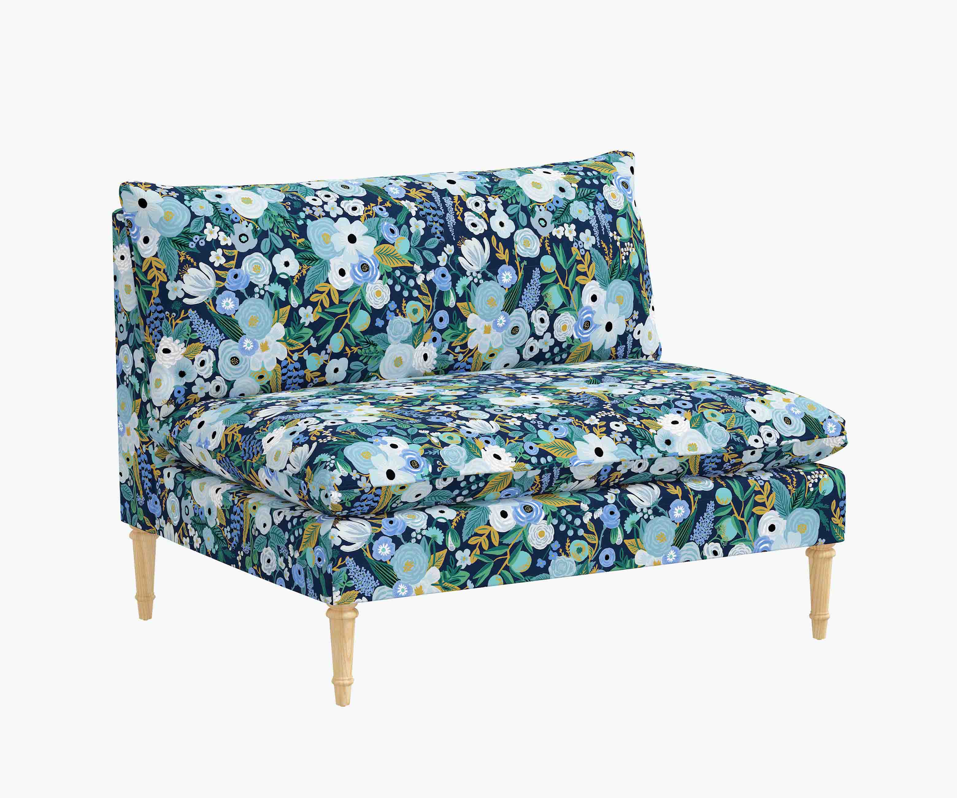 Louie Settee - Garden Party Blue