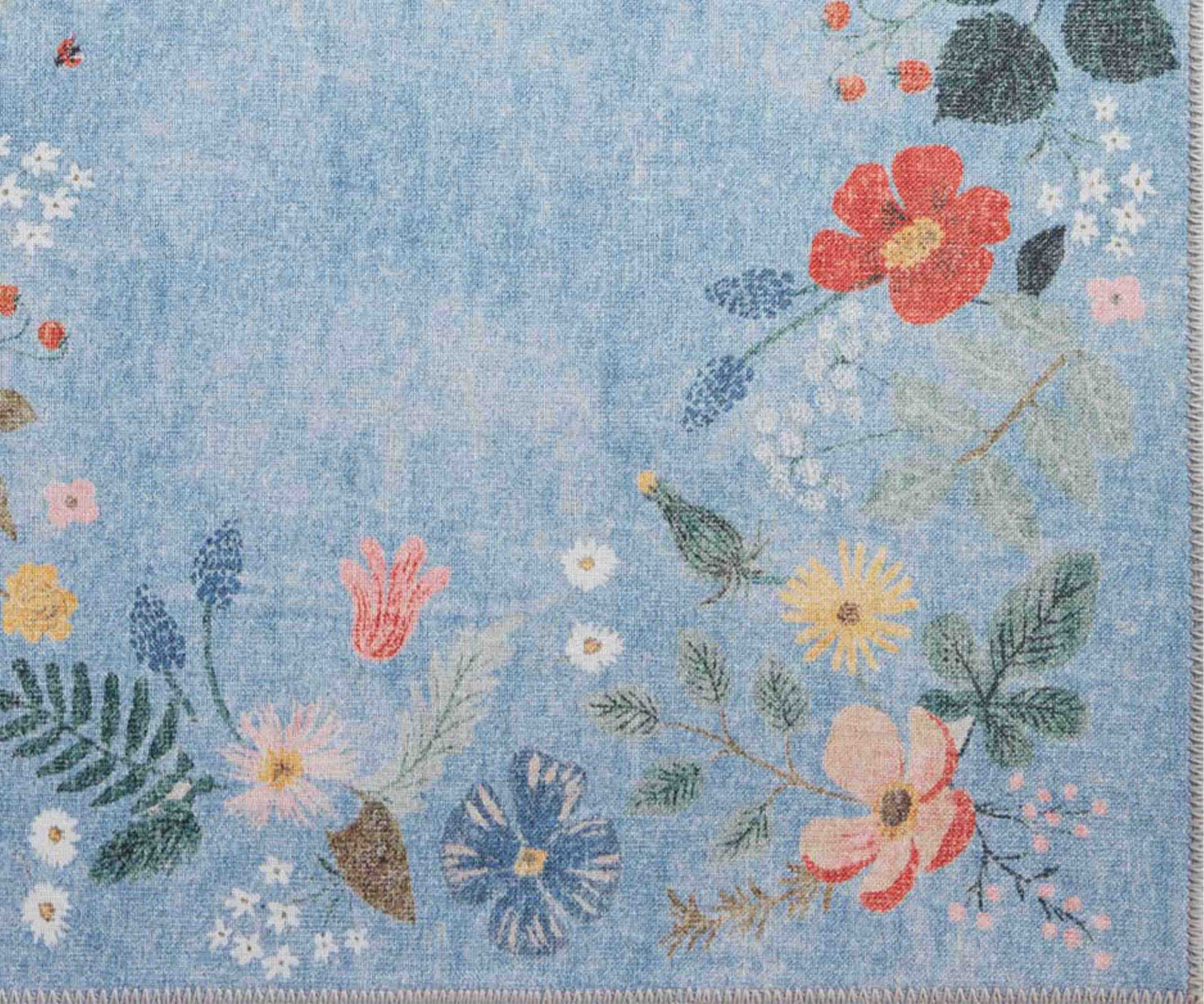 Atelier Strawberry Fields Border Non-Slip Rug - Periwinkle