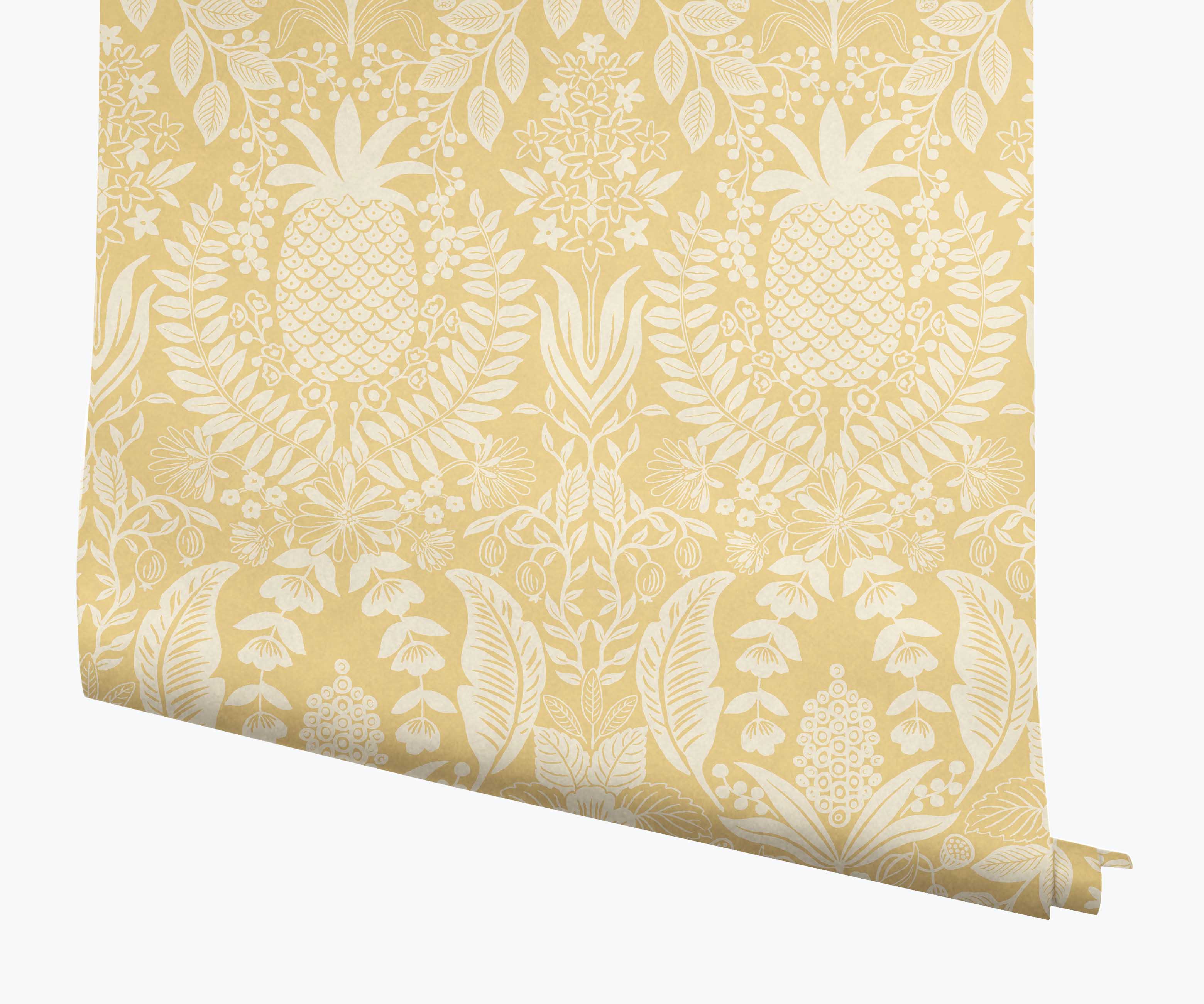 Pineapple Damask Wallpaper - Yellow