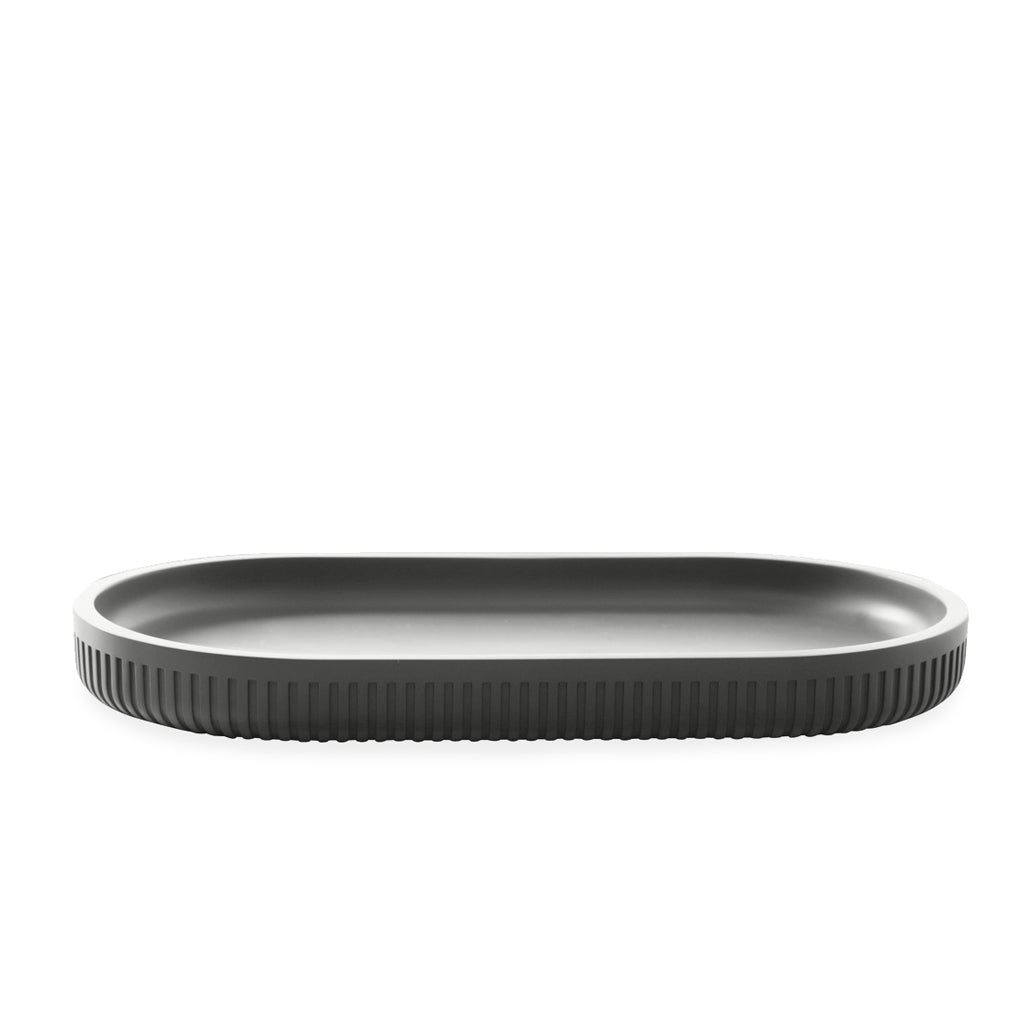 Modern Ribbed Grey Bath Accessories, Tray