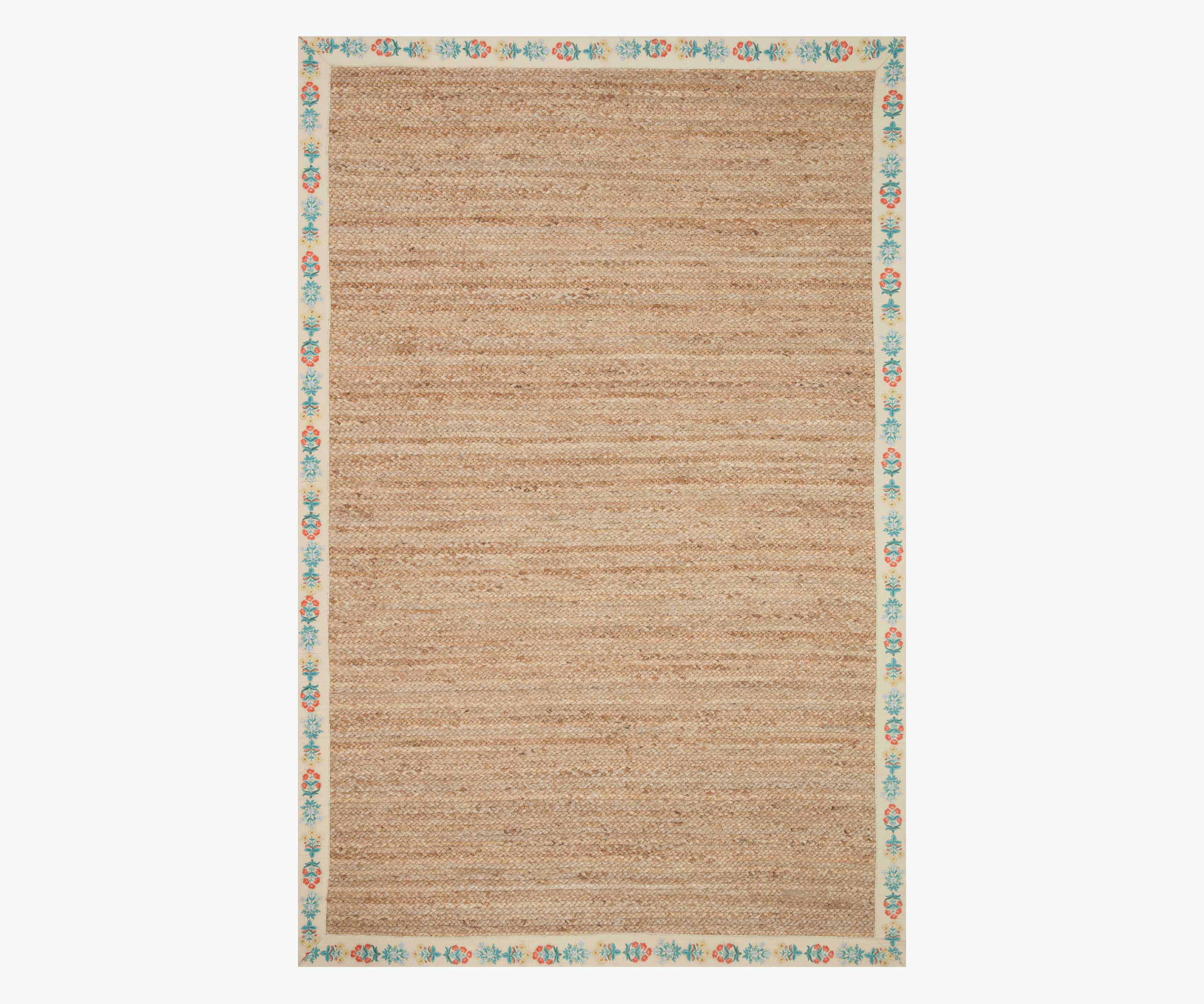 Costa Mughal Rose Jute Rug - Natural & Cream