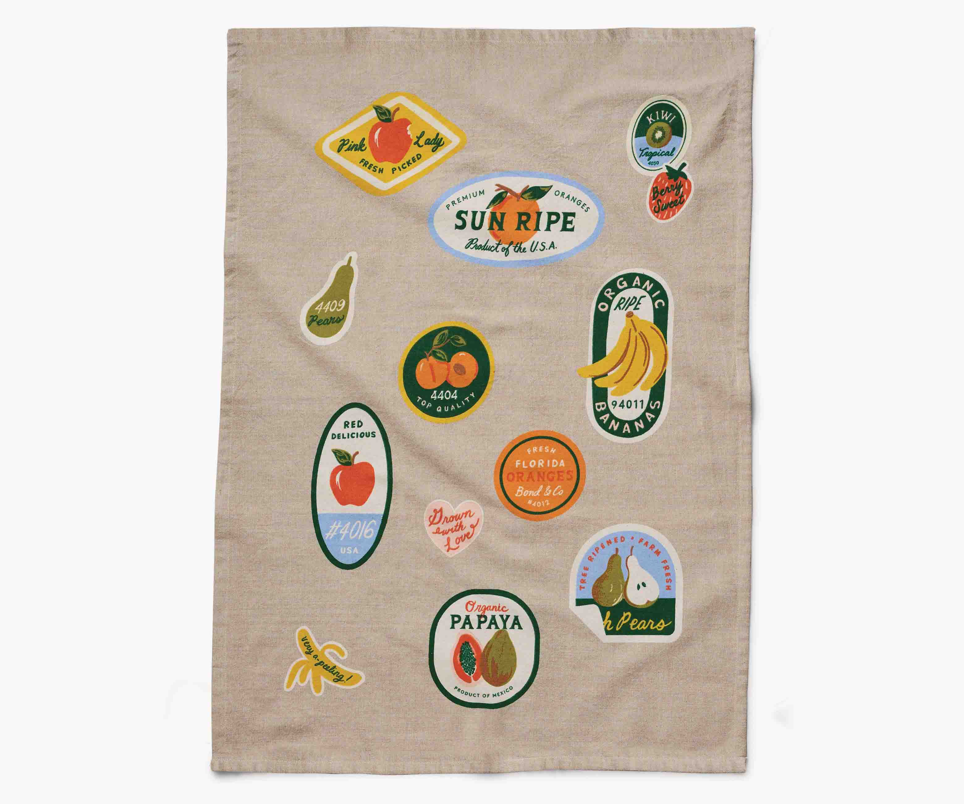 Tea Towel - Fruit Stickers