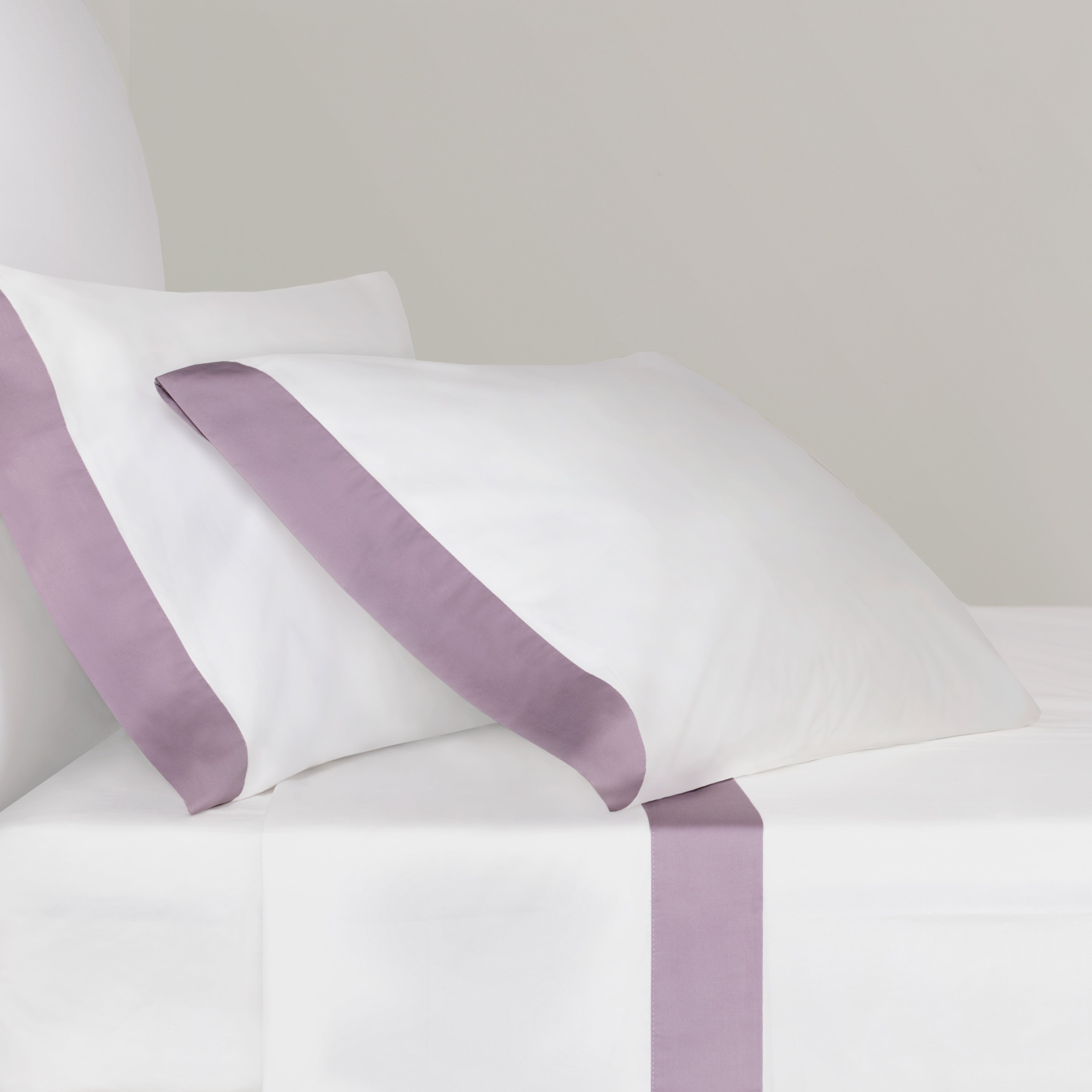 Lilac Purple Border Pillowcase Pair