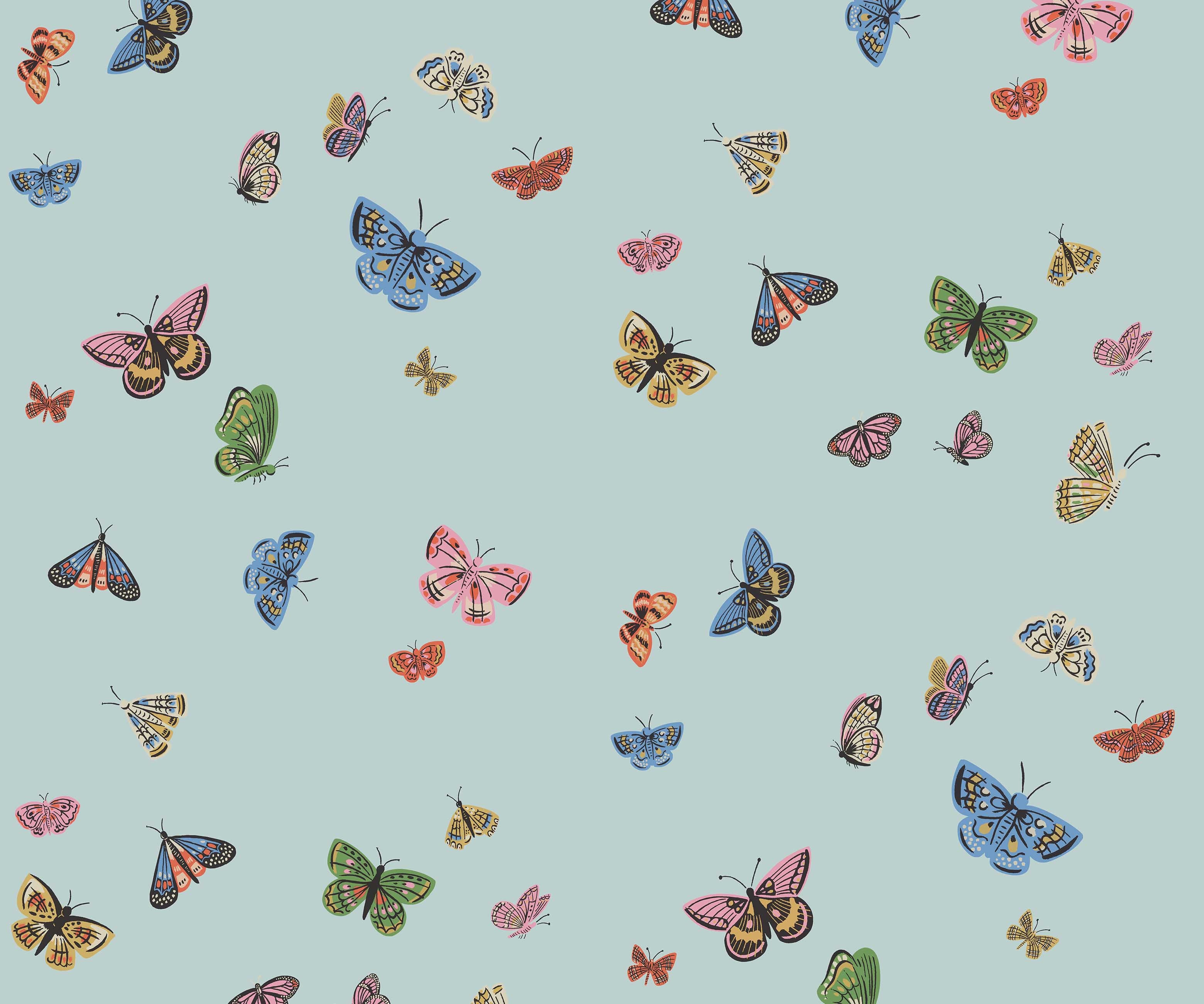 Butterfly House Wallpaper - Light Blue