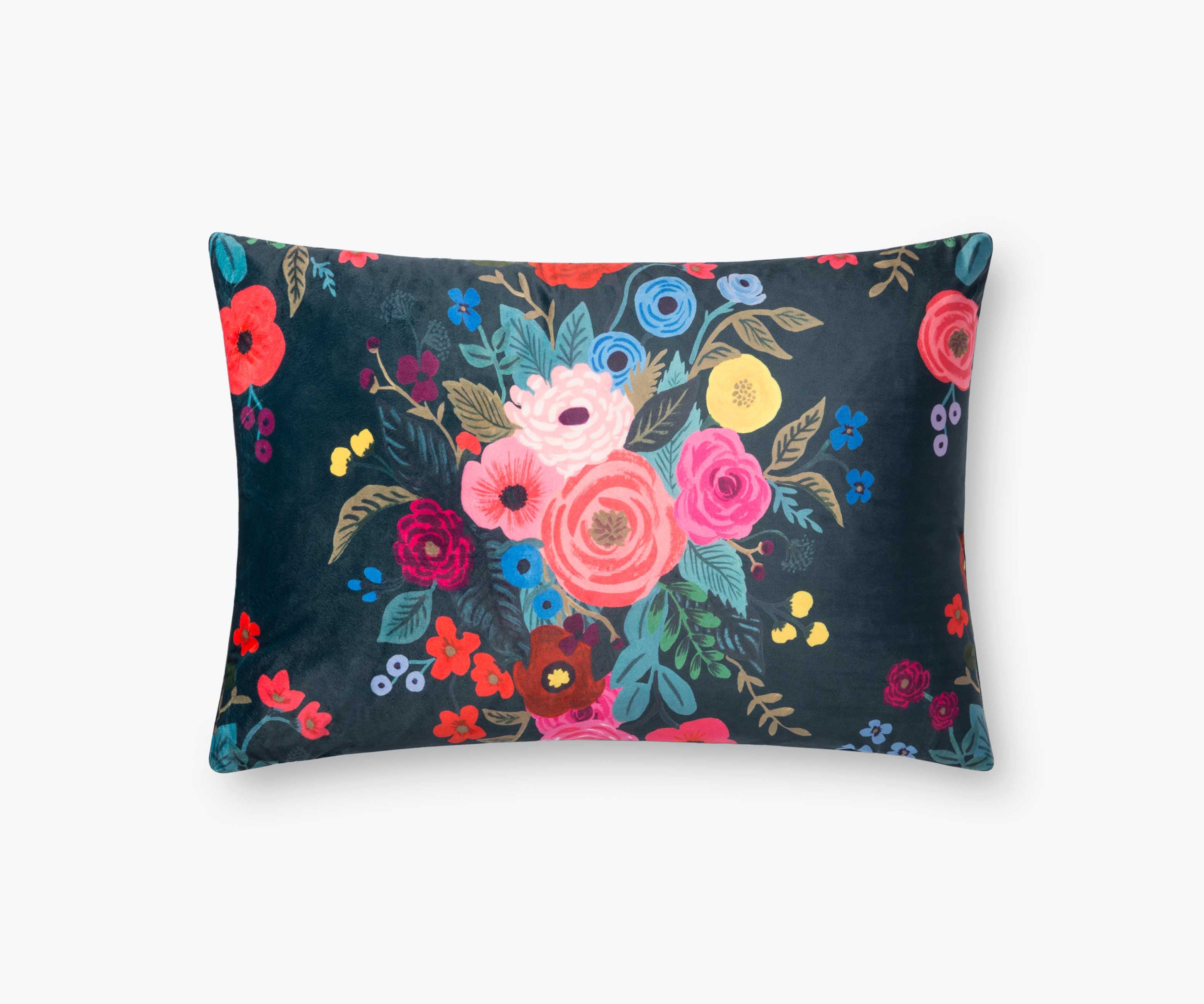 Juliet Bouquet Velvet Pillow - Navy