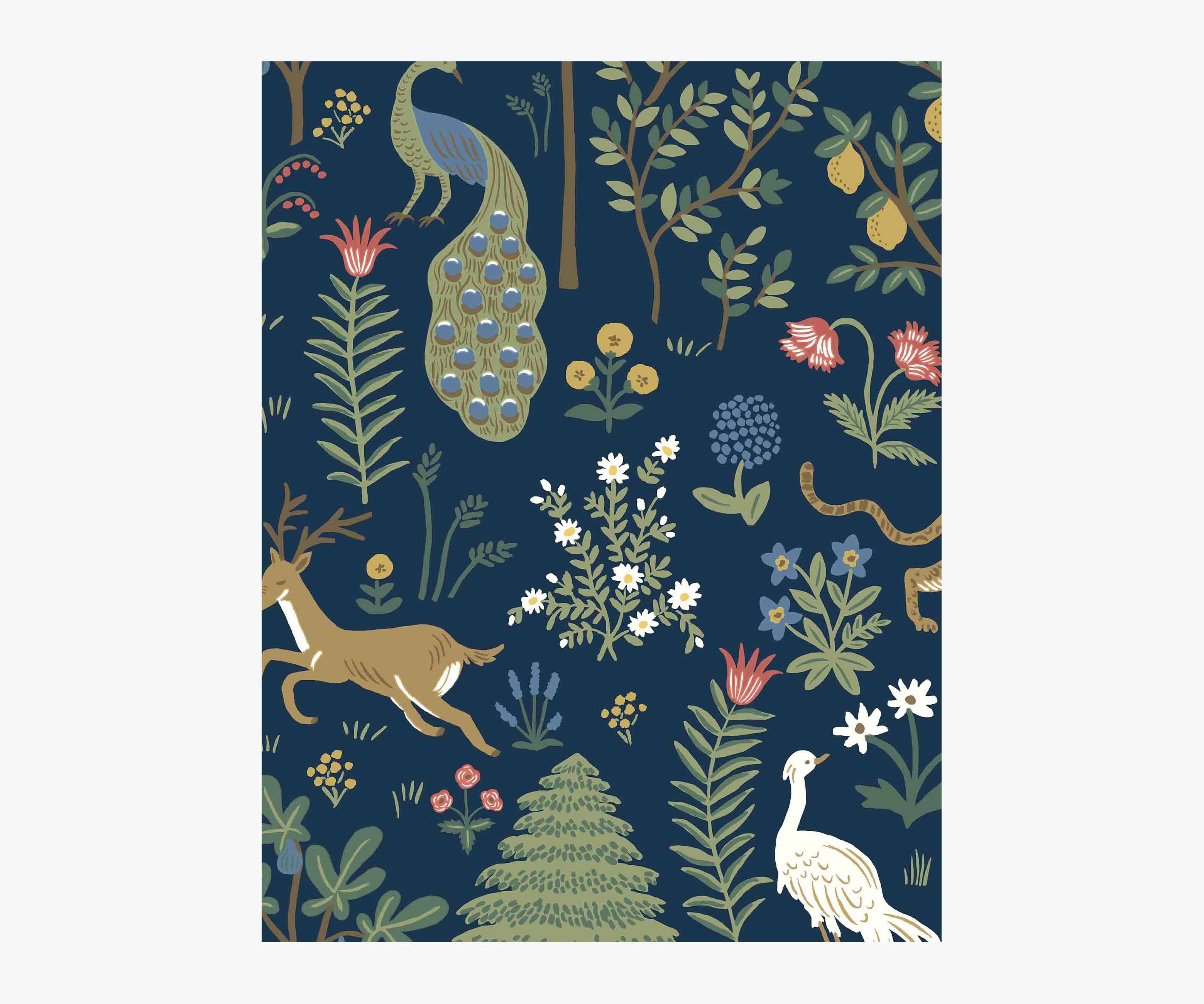 Menagerie Wallpaper Sample - Navy