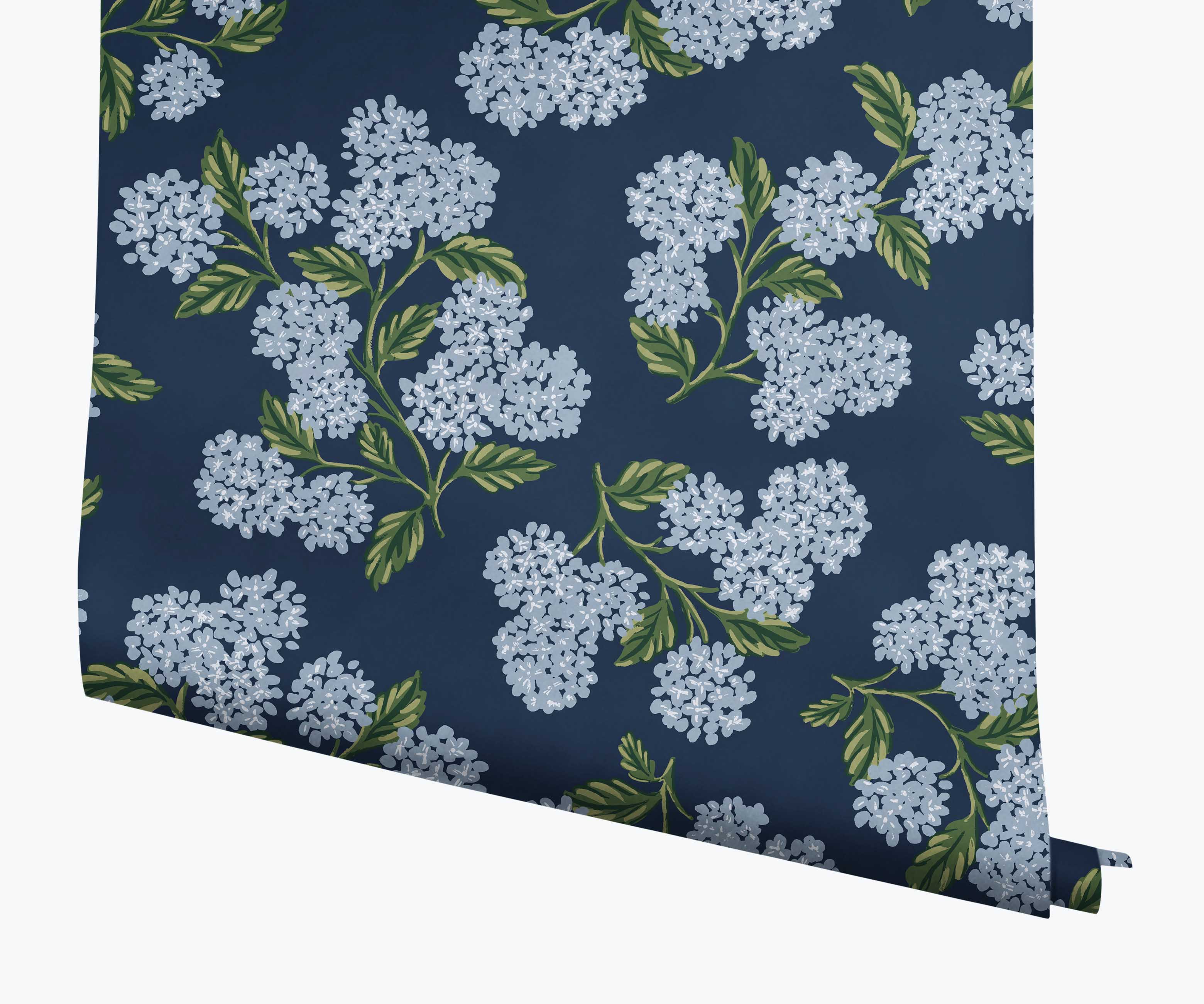 Hydrangea Wallpaper - Navy