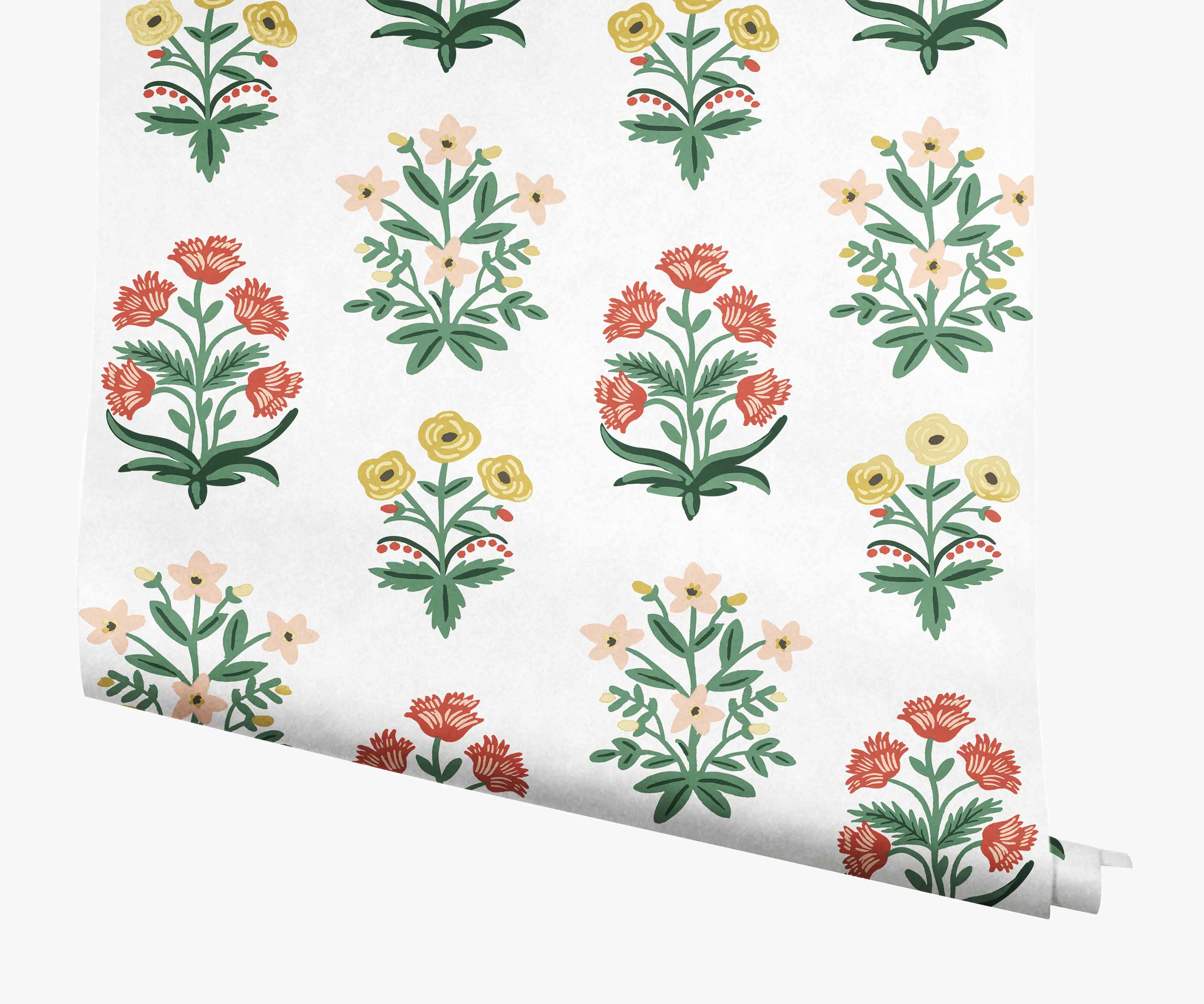 Mughal Rose Wallpaper - White