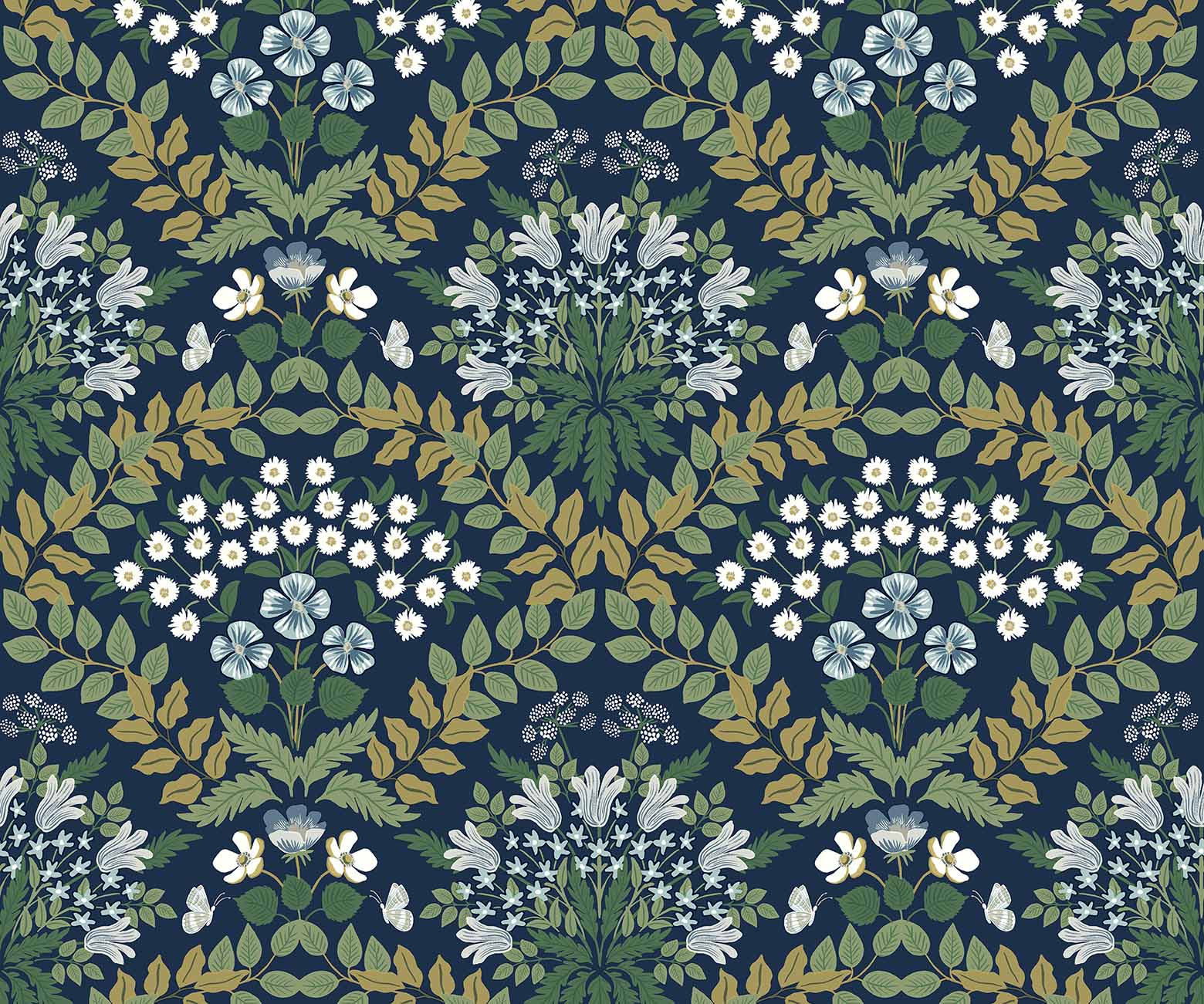 Bramble Wallpaper - Navy