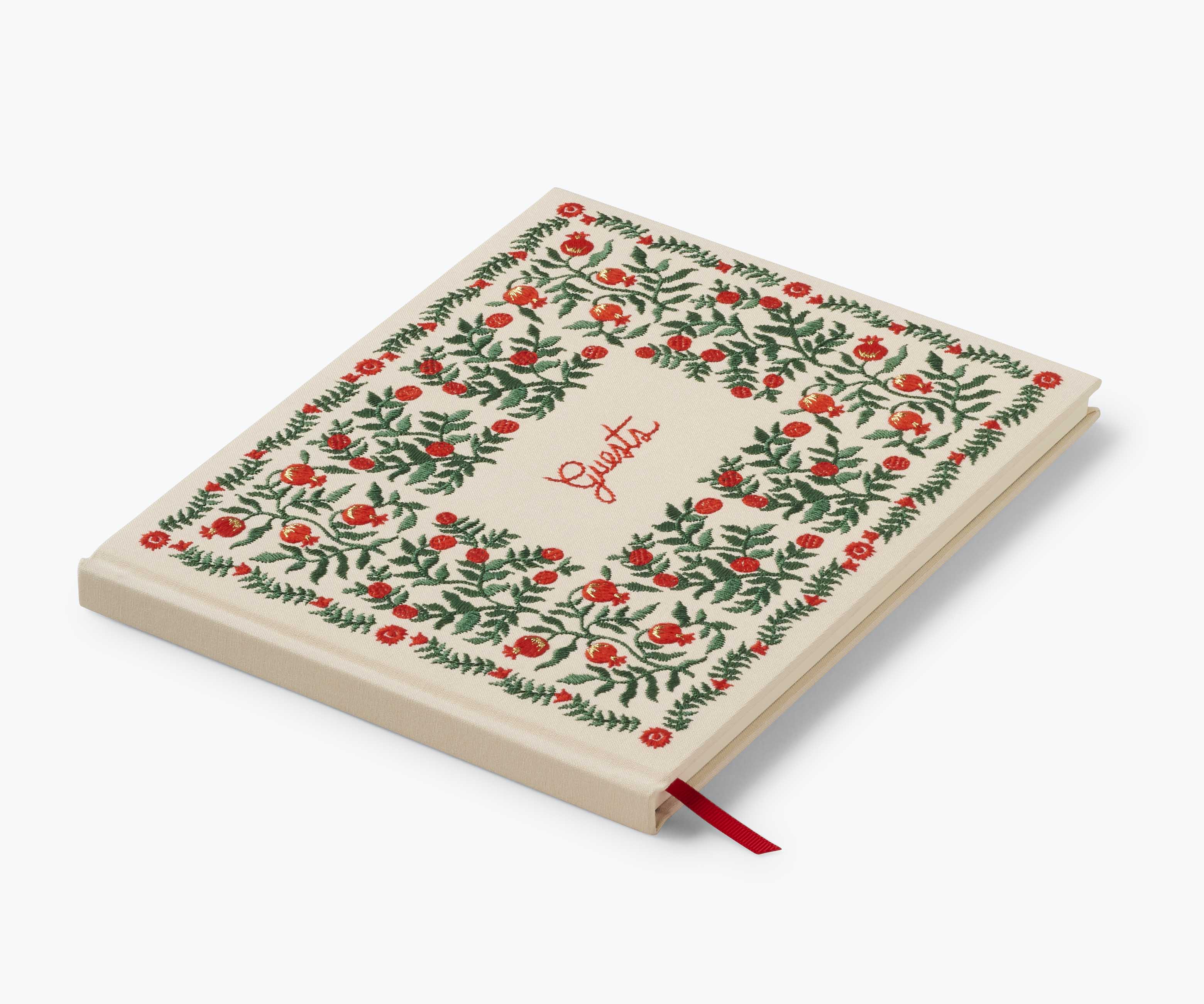 Embroidered Guest Book - Christmastide Pomegranate