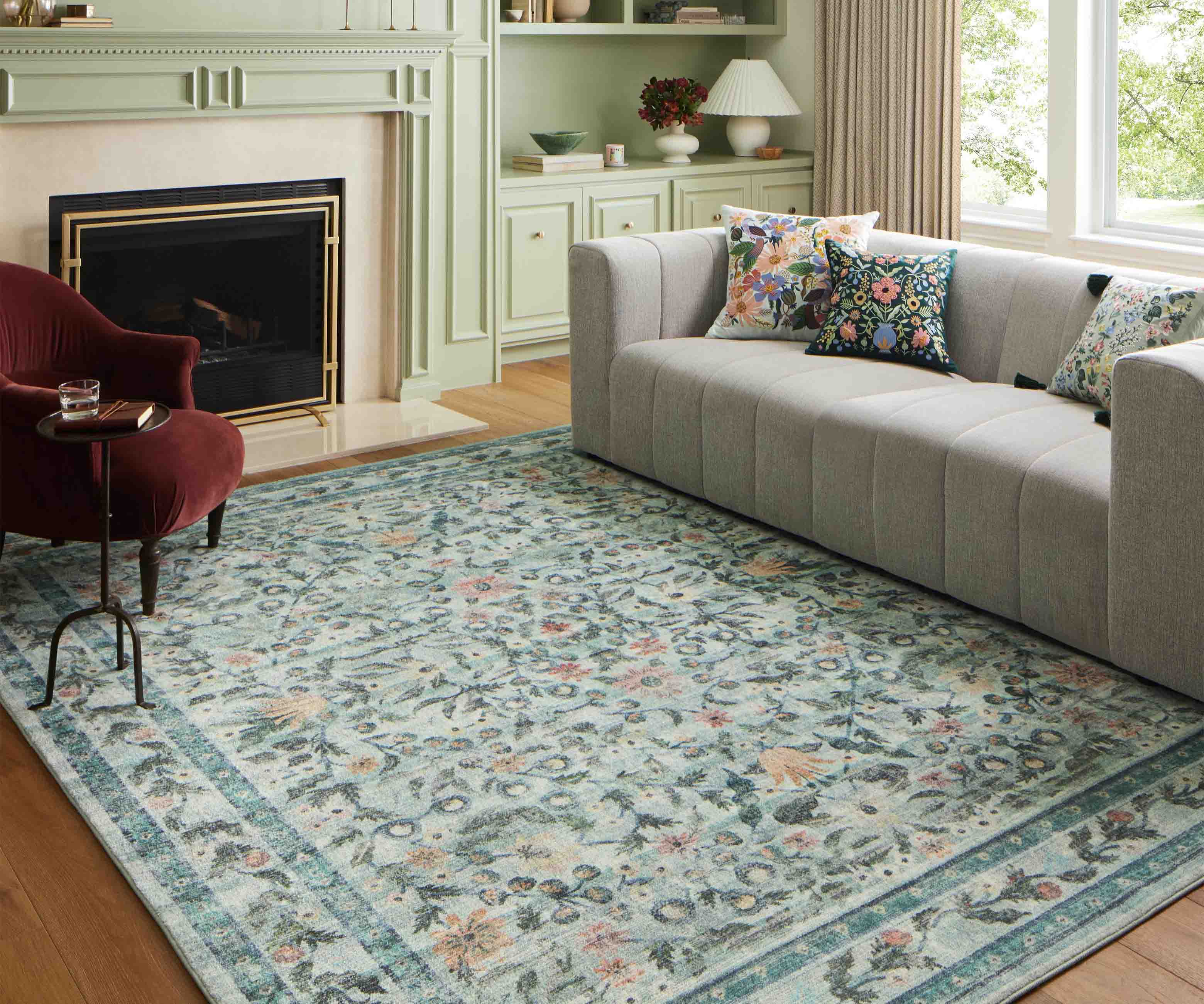 Courtyard Eve Printed Rug - Sage