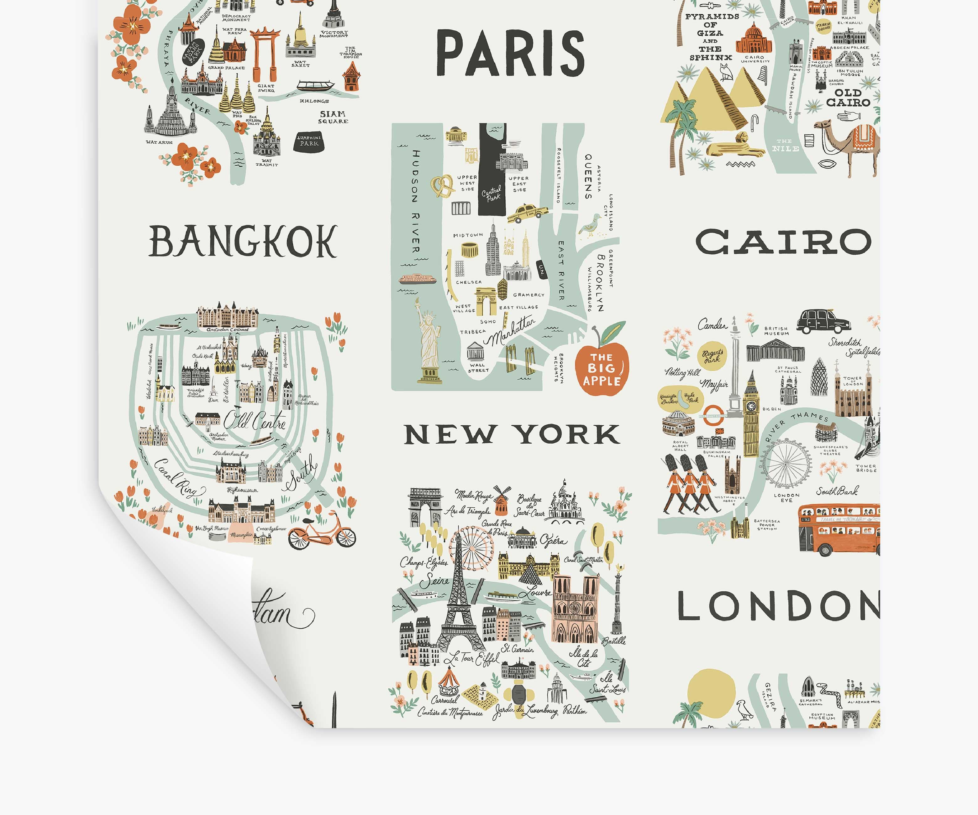 City Maps Peel & Stick Wallpaper - Mint