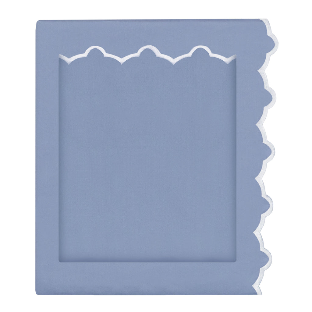 Coastal Blue 400 Thread Count Embroidered Scalloped Pillowcase Pair