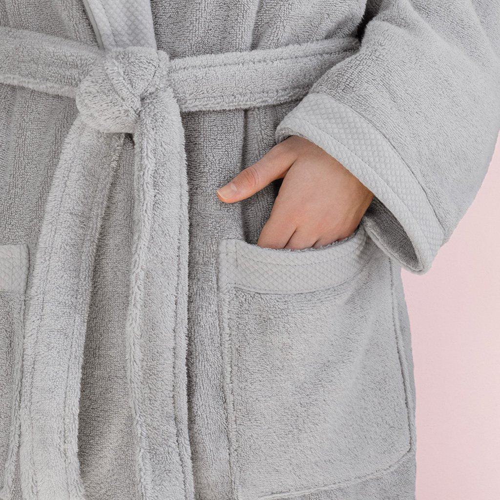 Light Grey Plush Cotton Bathrobe