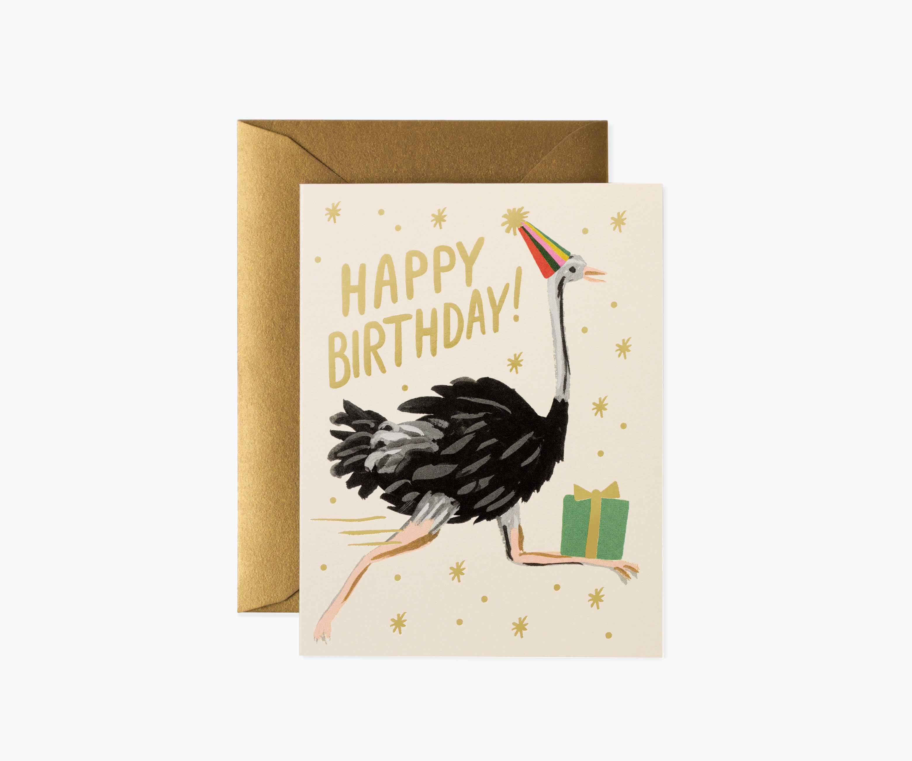 Ostrich Birthday Greeting Card