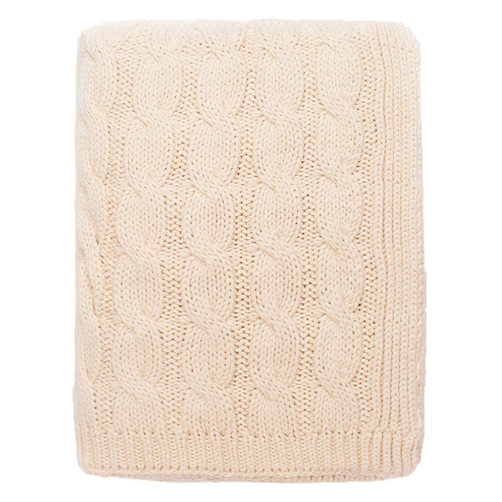 Ivory Large Cable Knit Throw