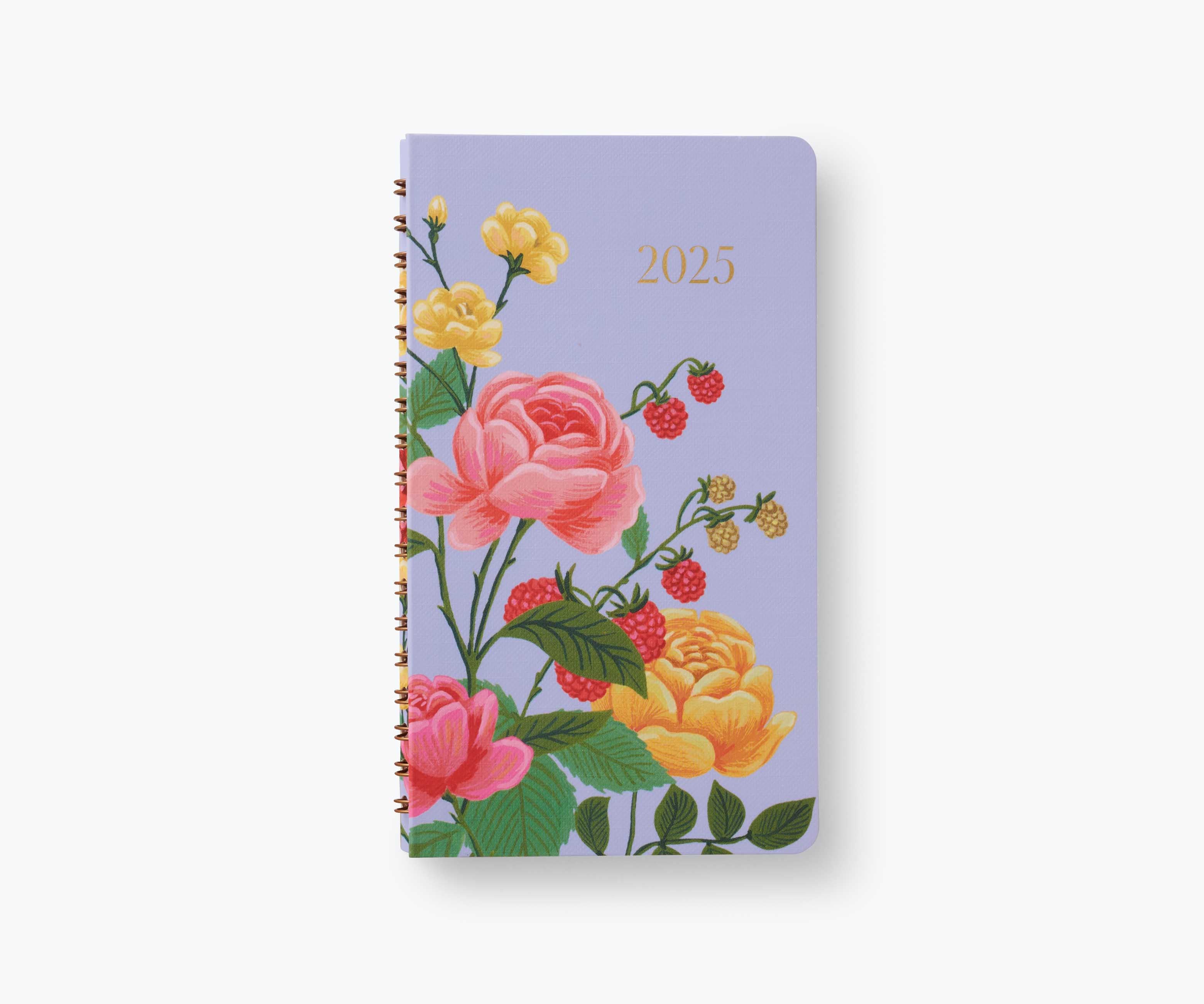 2025 12-Month Spiral Pocket Planner - Roses