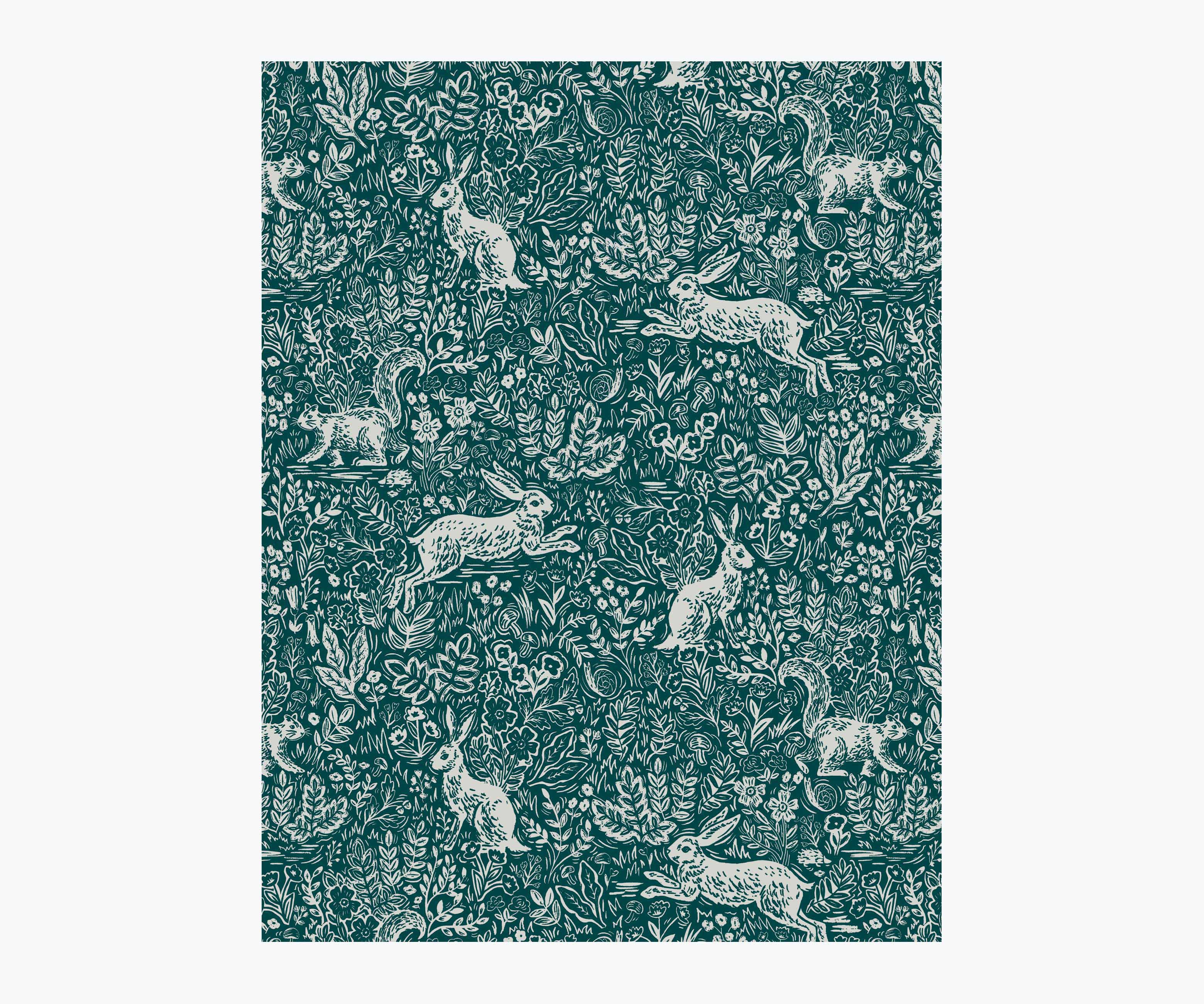 Fable Wallpaper Sample - Emerald & Metallic Silver