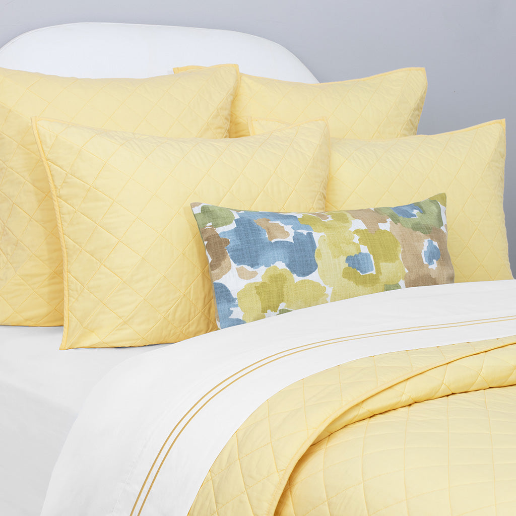 Yellow Diamond Quilt Sham Pair