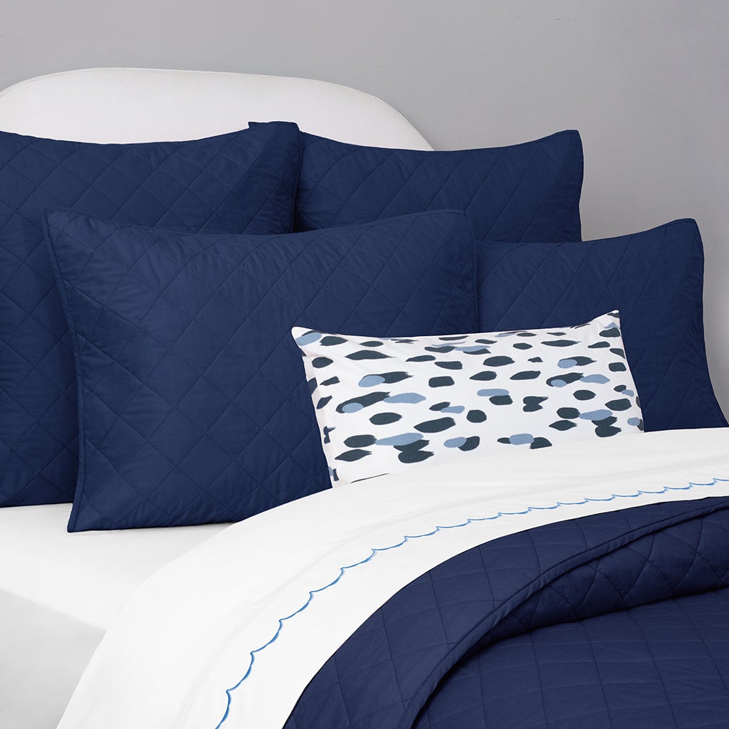 Coastal Blue Wavelet Embroidered Sheet Set (Fitted, Flat, & Pillow Cases)