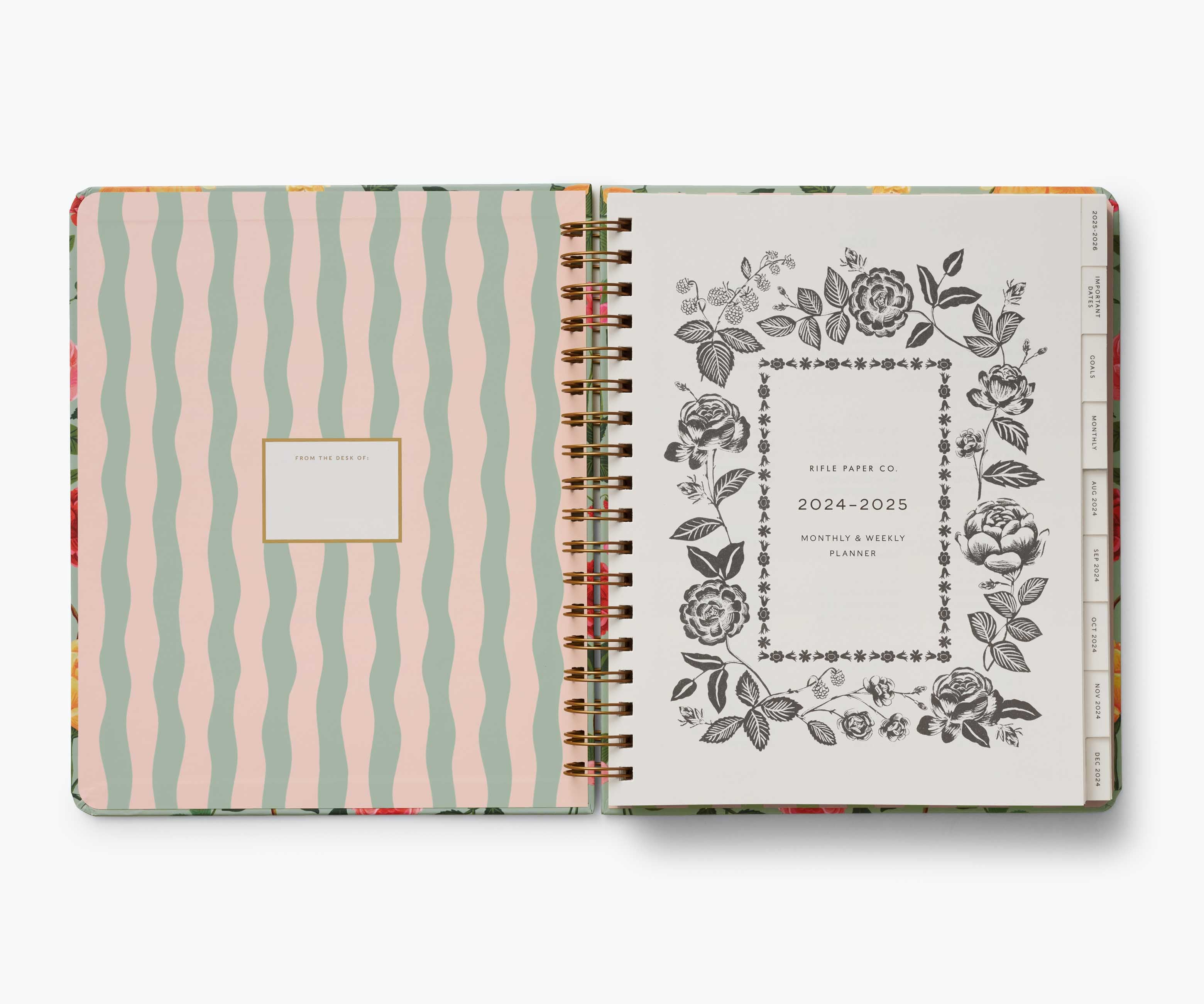 2024-2025 17-Month Academic Hardcover Spiral Planner - Roses