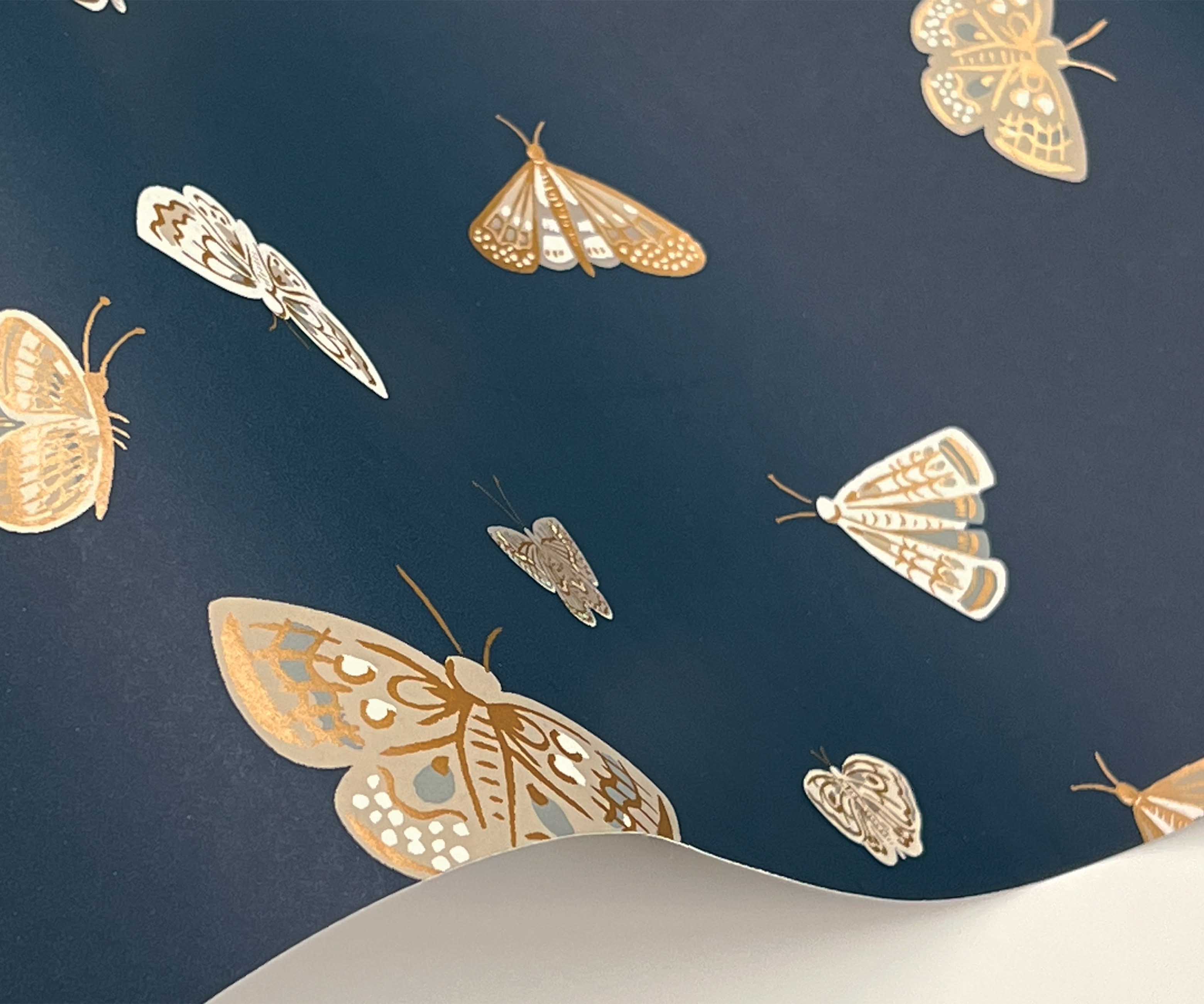 Butterfly House Wallpaper Sample - Navy