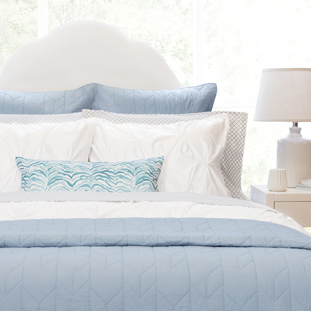 French Blue Chevron Quilt Euro Sham