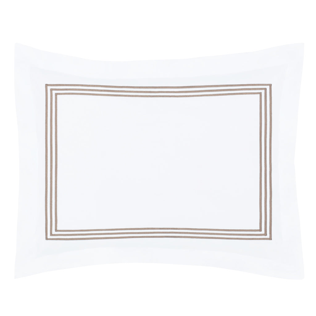 Octavia Taupe Embroidered Percale Sham