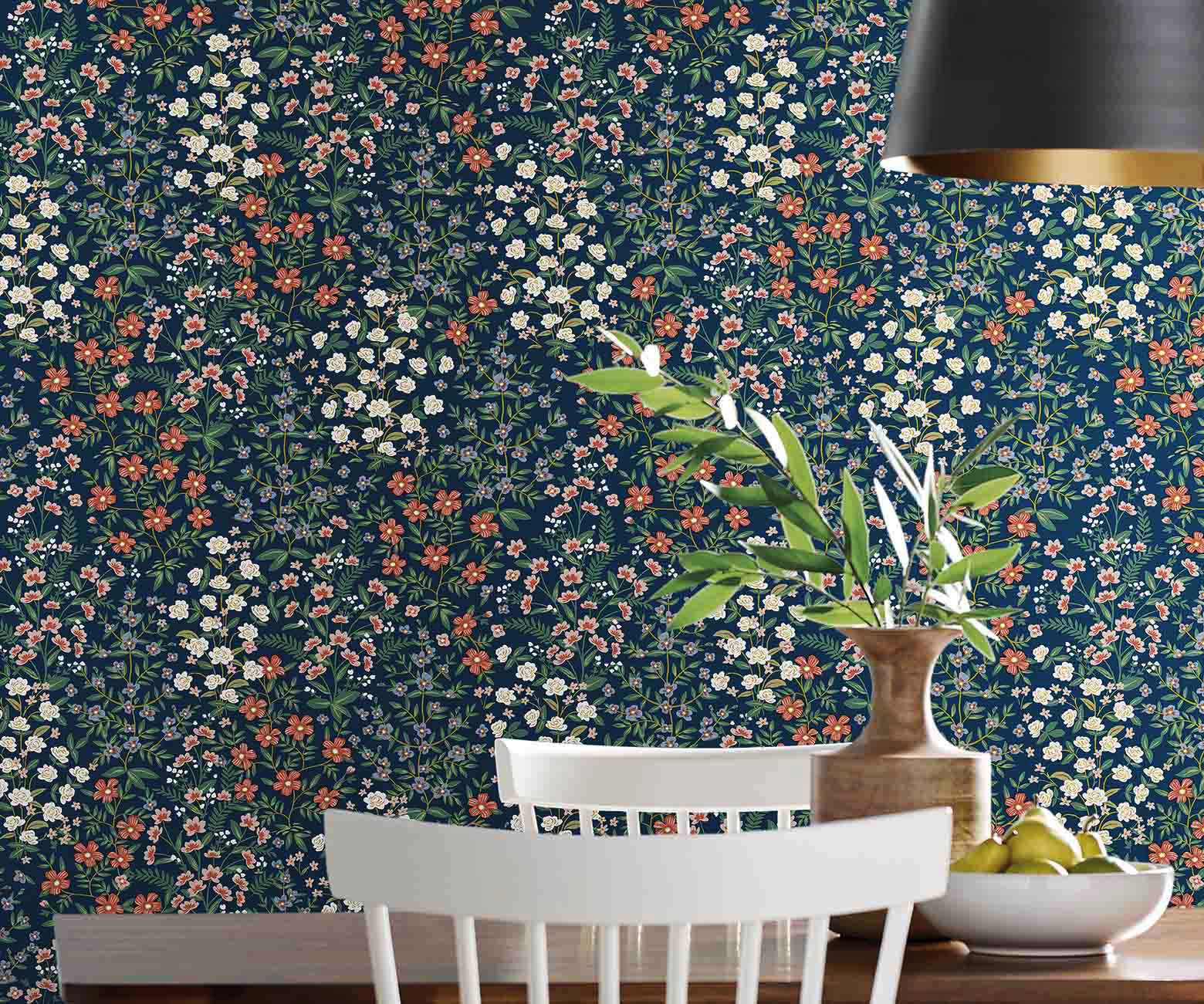 Wildwood Garden Wallpaper Sample - Navy