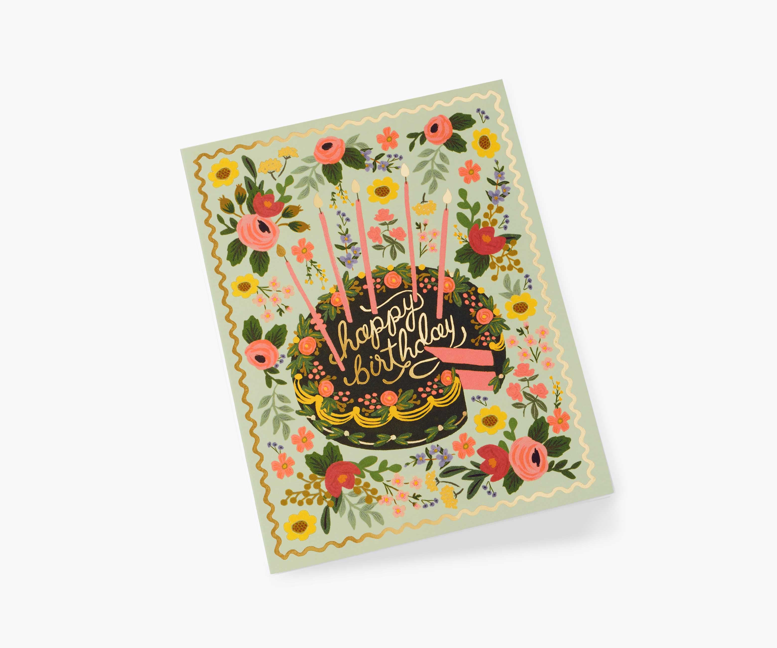 Floral Cake Birthday Greeting Card