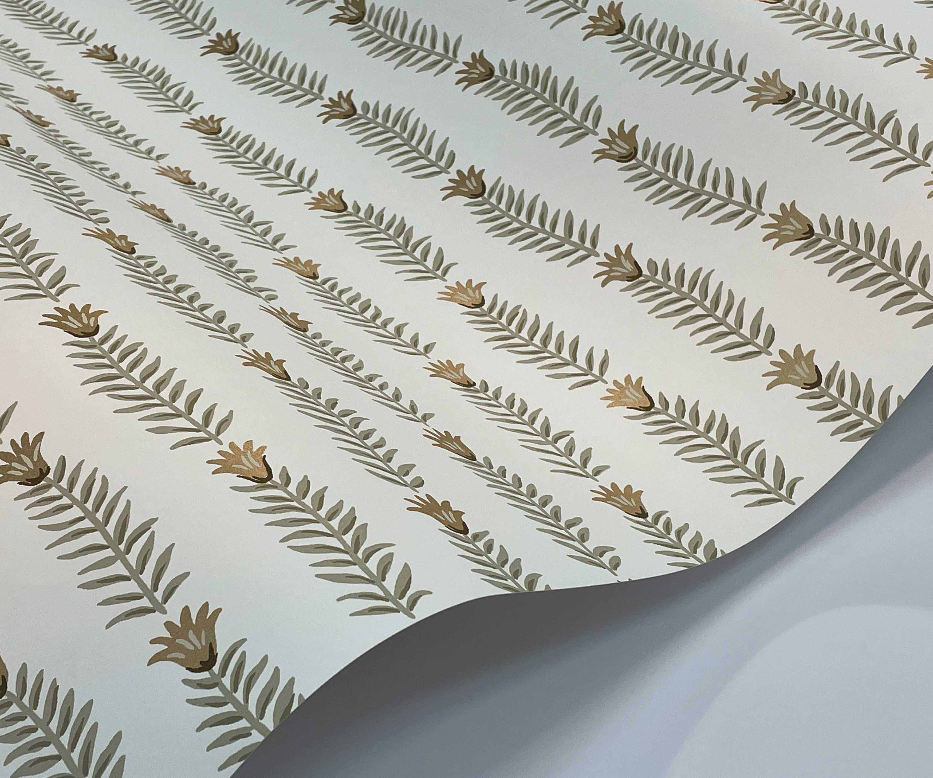 Eden Wallpaper Sample - White & Metallic Gold