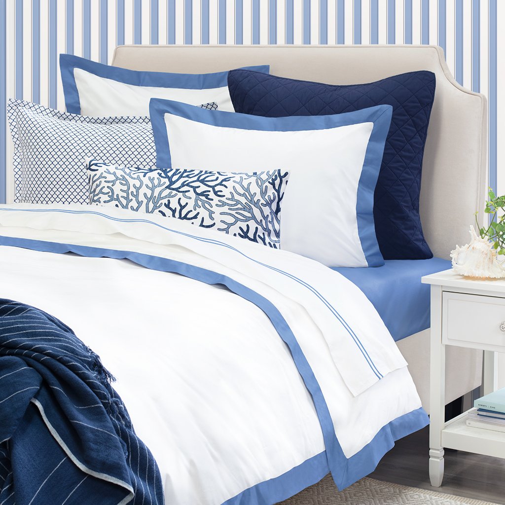 Capri Blue Linden Border Duvet Cover