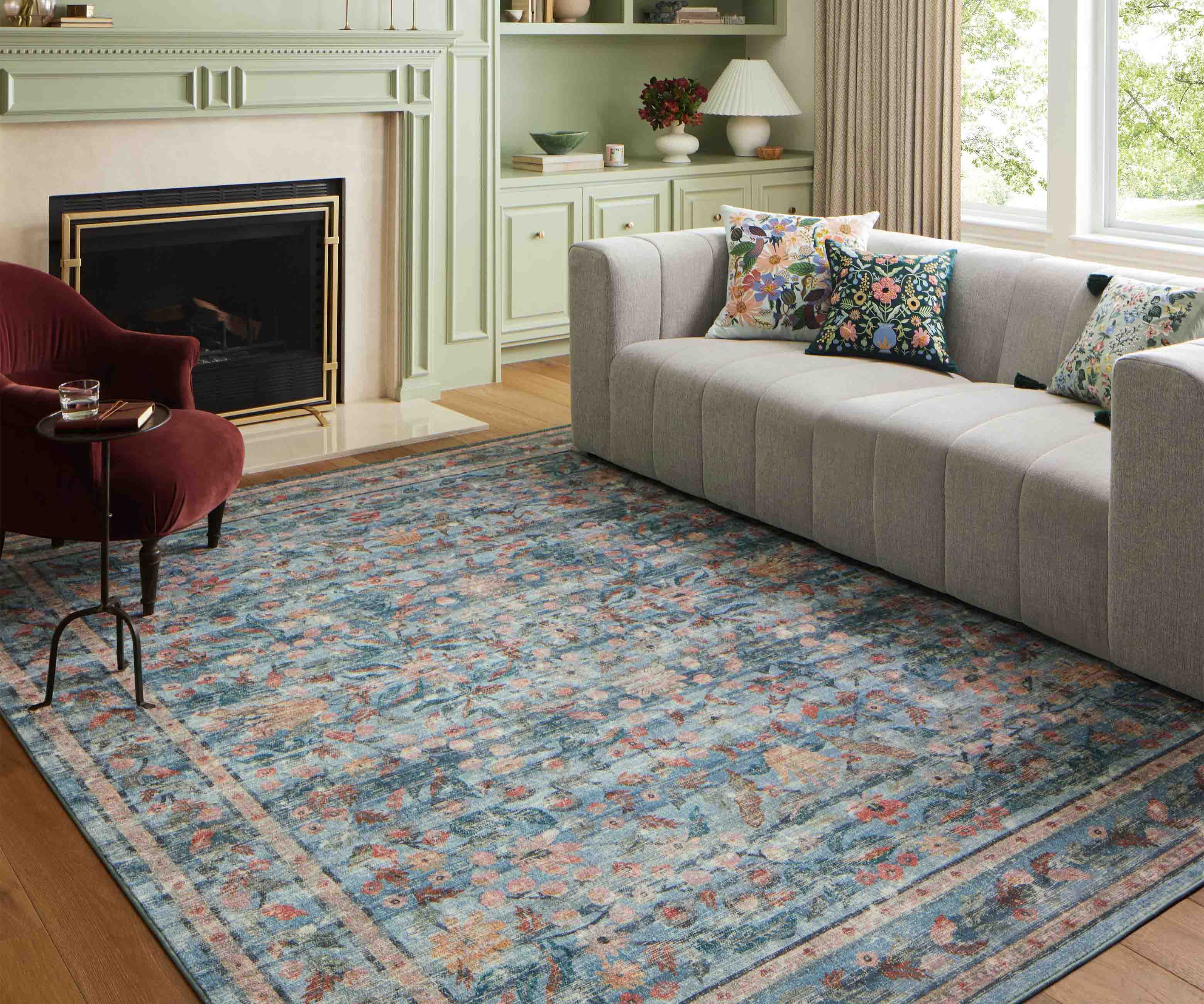 Courtyard Eve Printed Rug - Blue