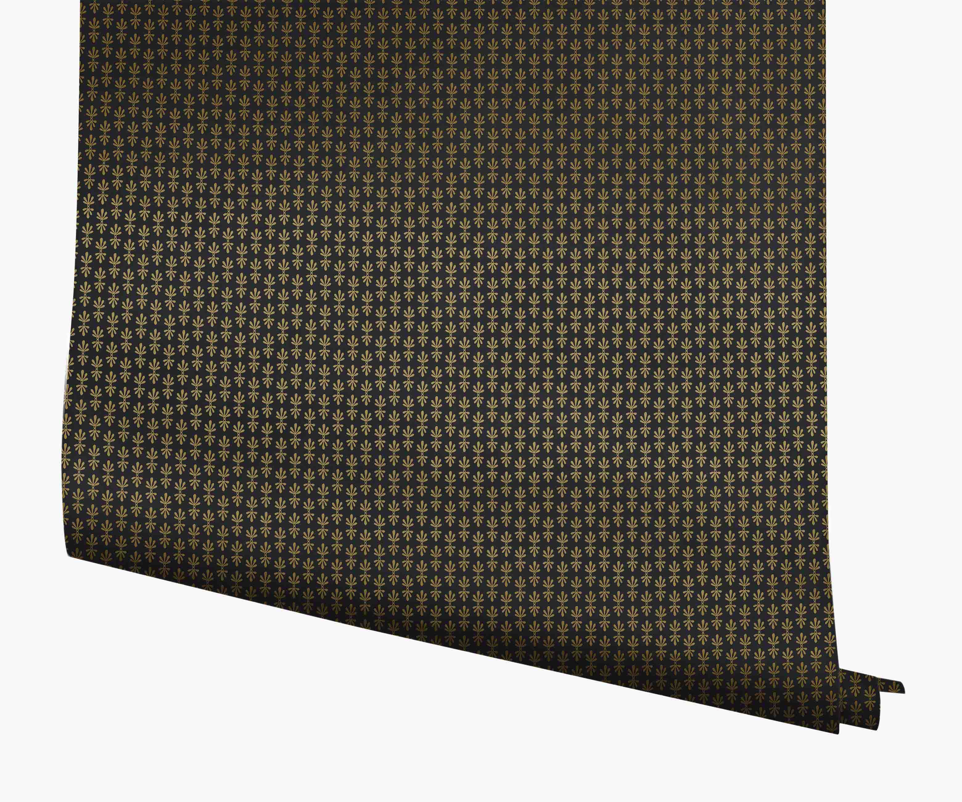 Petal Wallpaper - Black & Metallic Gold