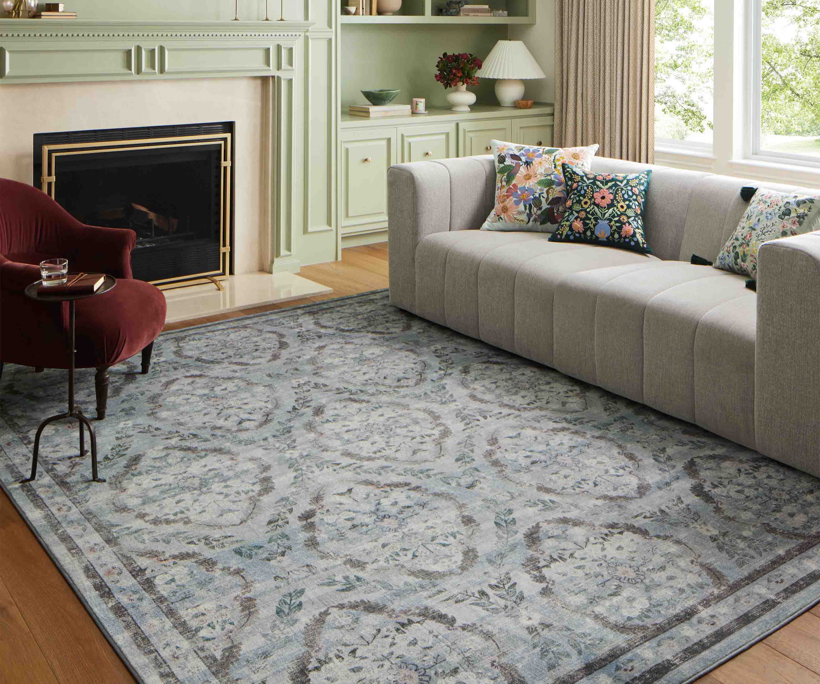 Courtyard Chateau Printed Rug - Blue