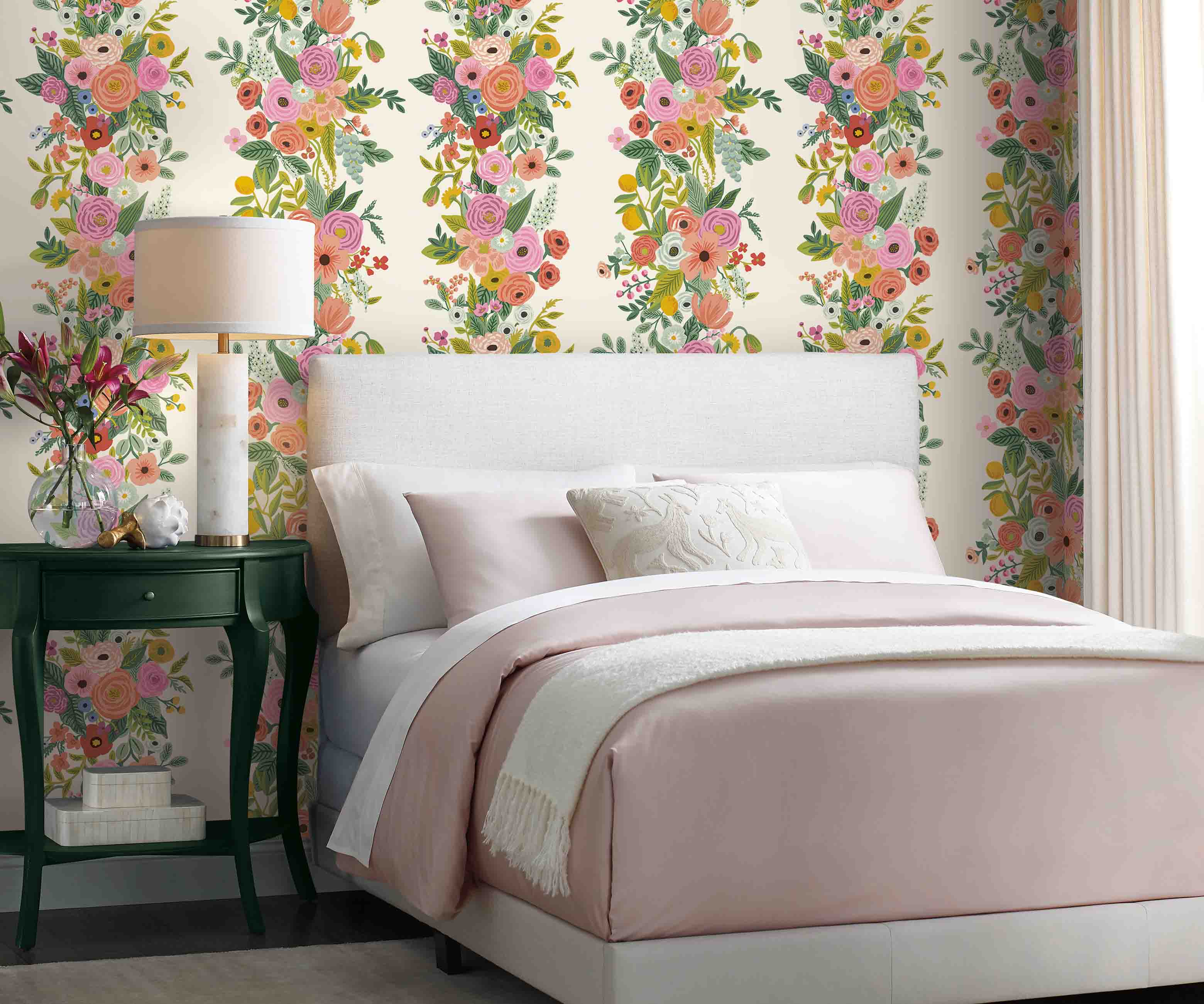 Garden Party Trellis Wallpaper Sample - Rose Multi