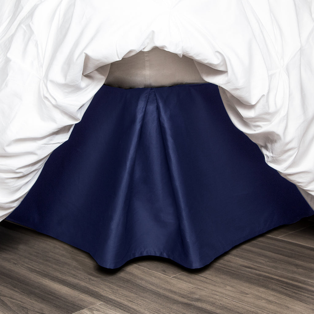 The Navy Blue Pleated Bed Skirt