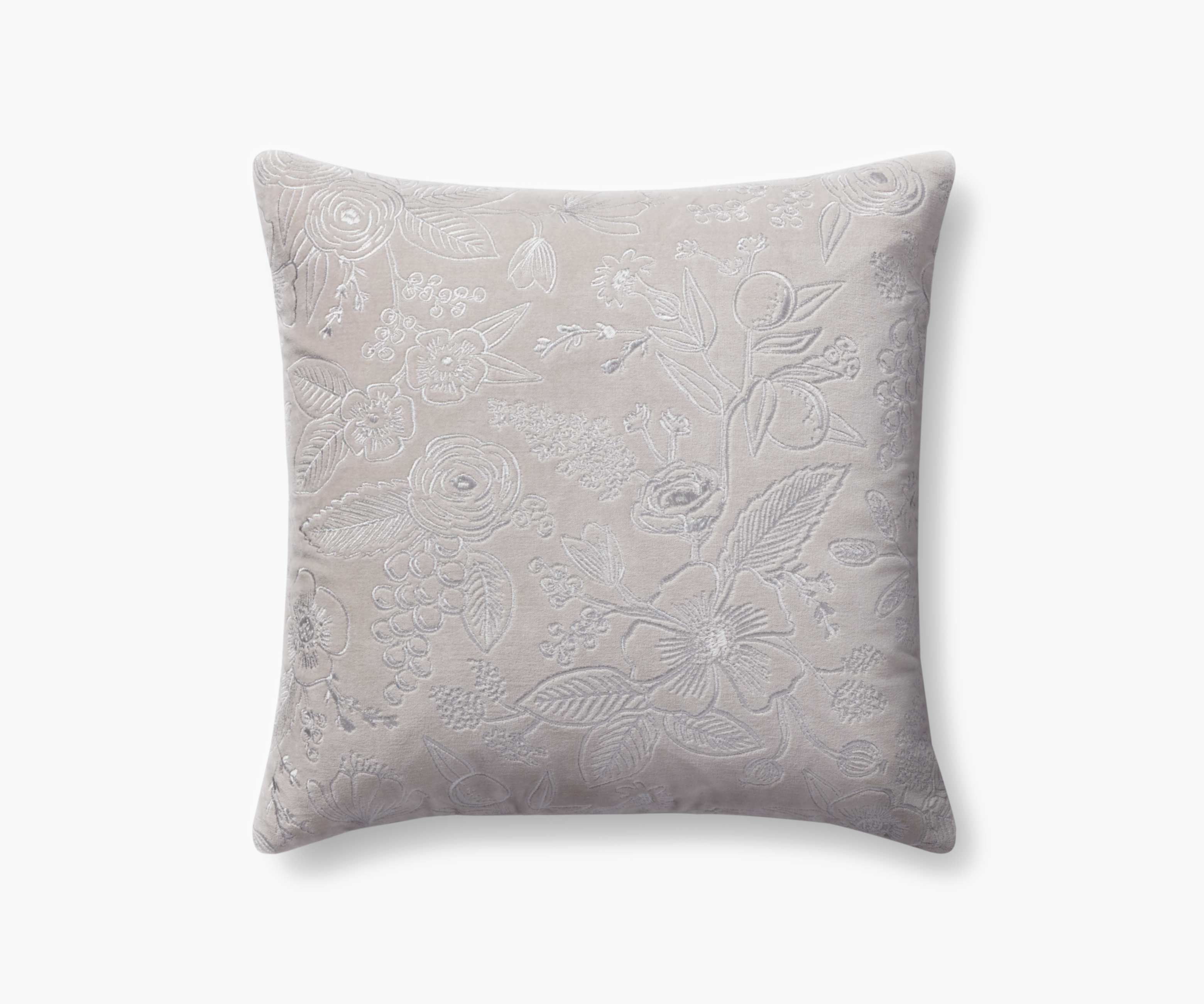 Colette Embroidered Pillow - Grey