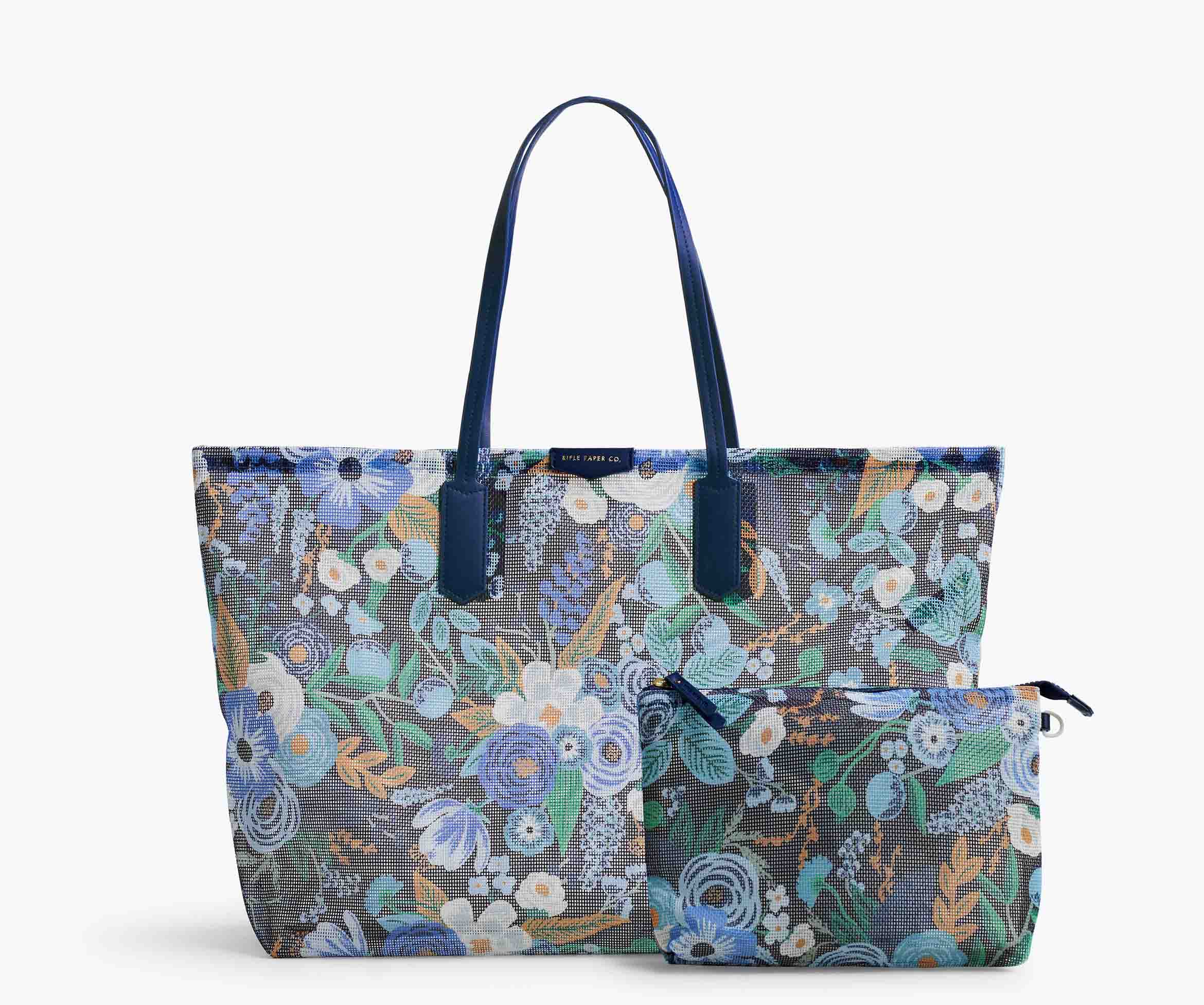 Mesh Tote and Pouch - Garden Party Blue