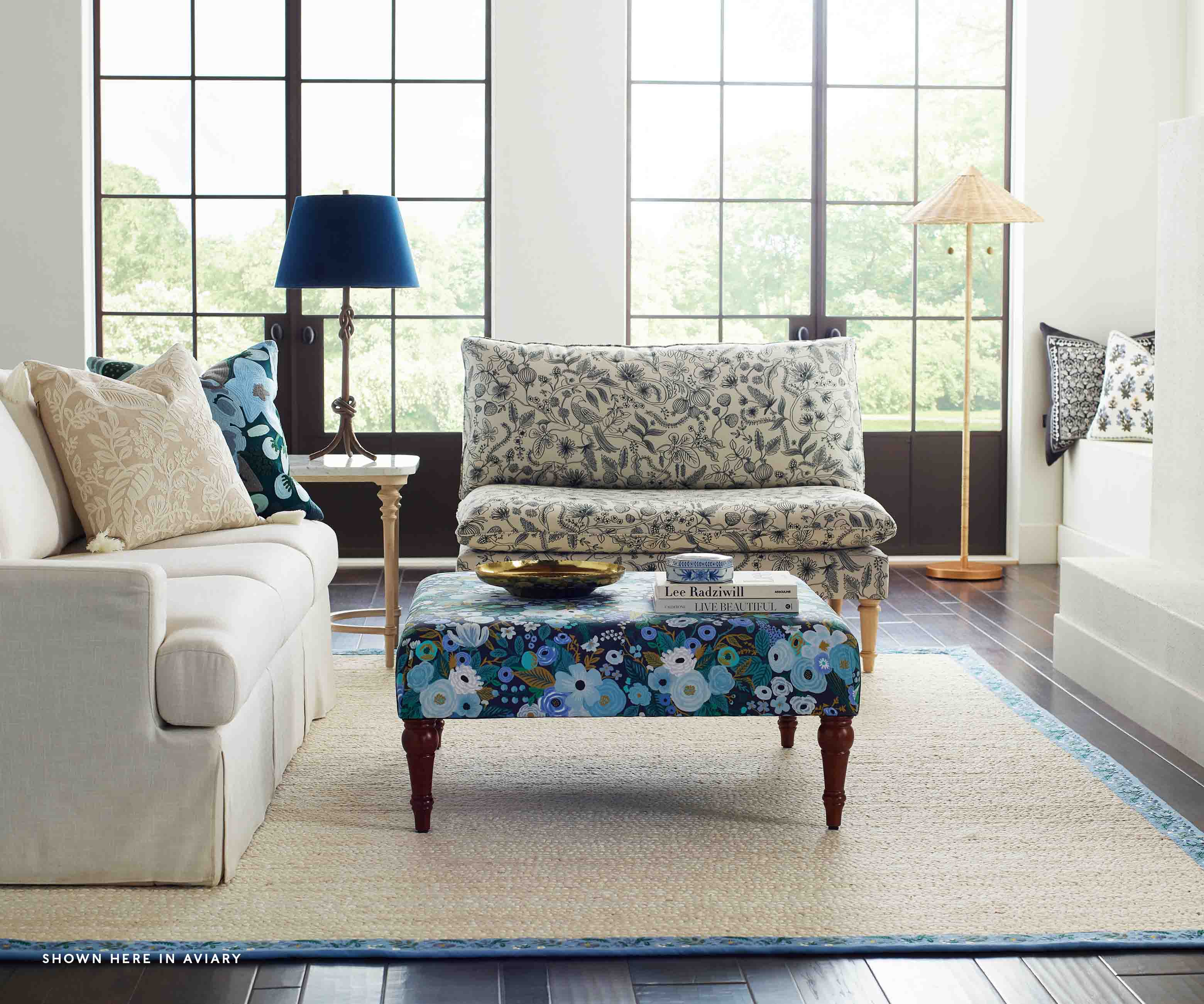 Louie Settee - Garden Party Blue