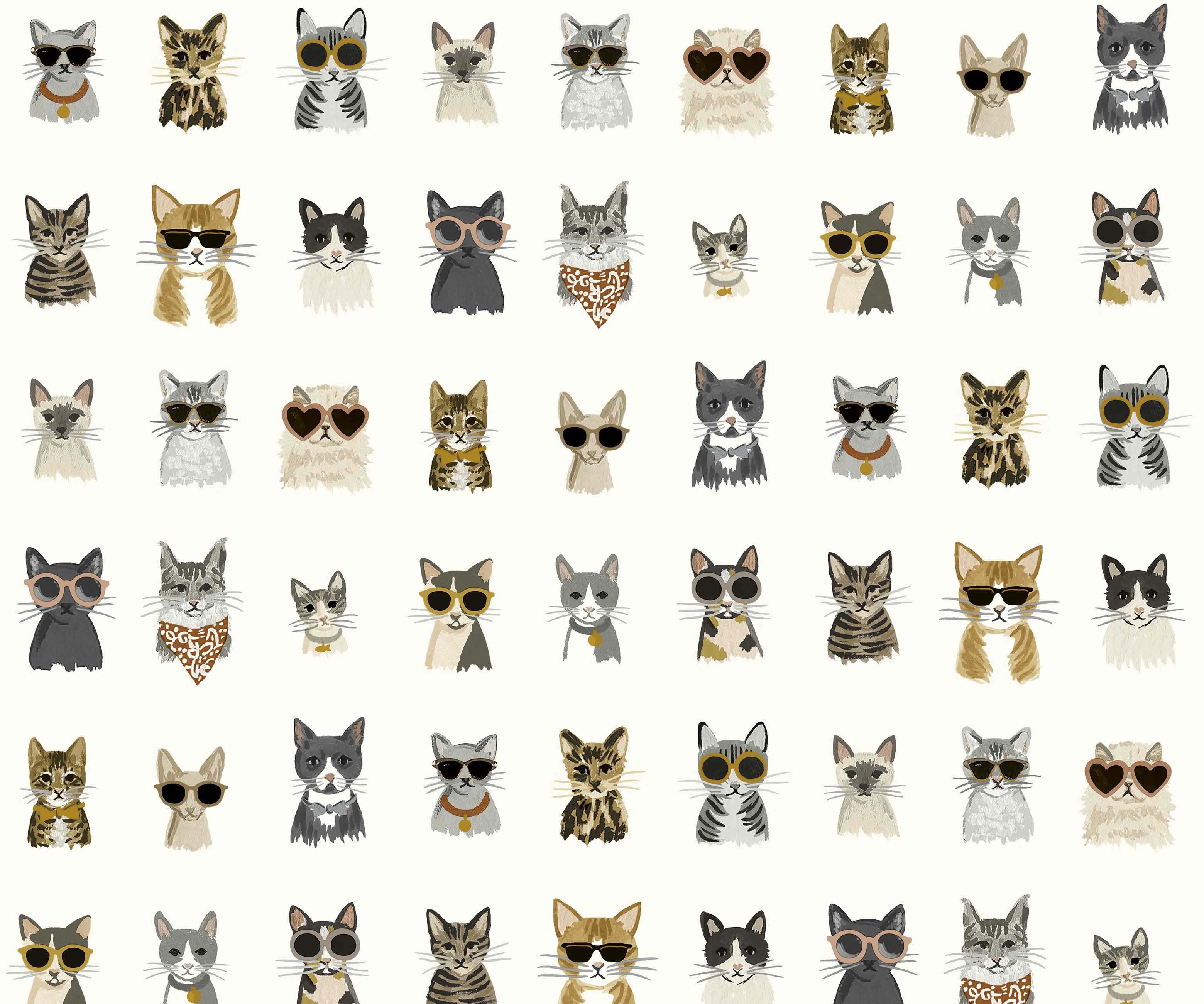 Cool Cats Peel & Stick Wallpaper - Grey & Gold