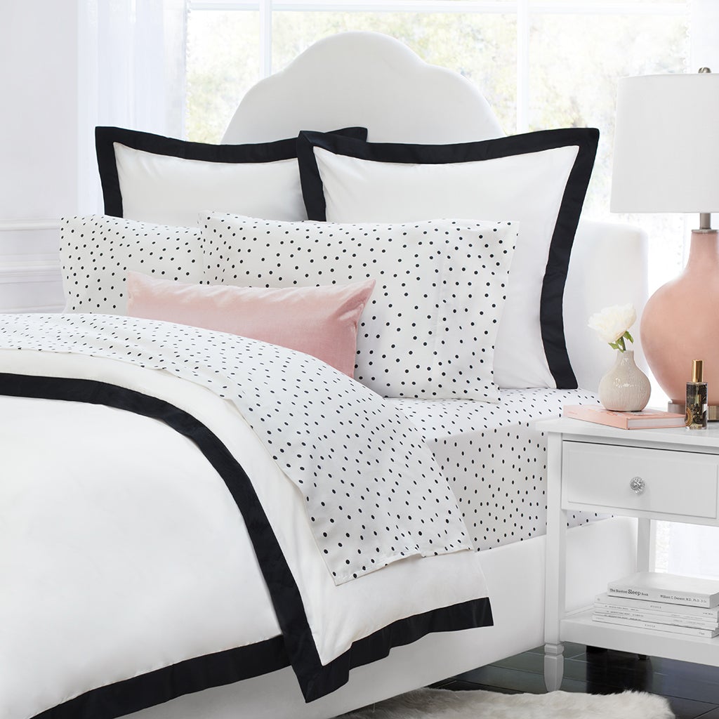 Black and White Polka Dots Sheet Set 2 (Fitted & Pillow Cases)