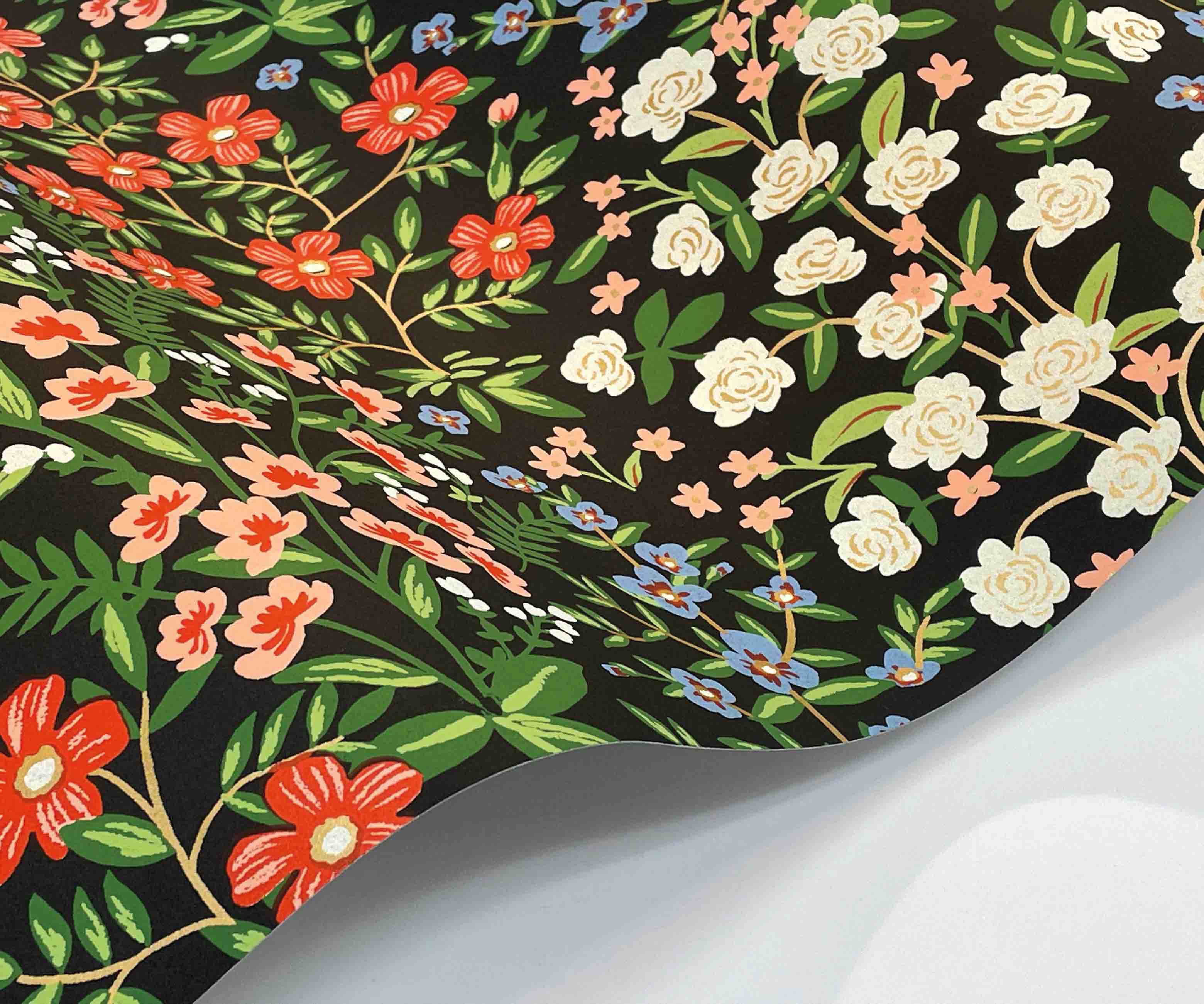 Wildwood Garden Wallpaper Sample - Black