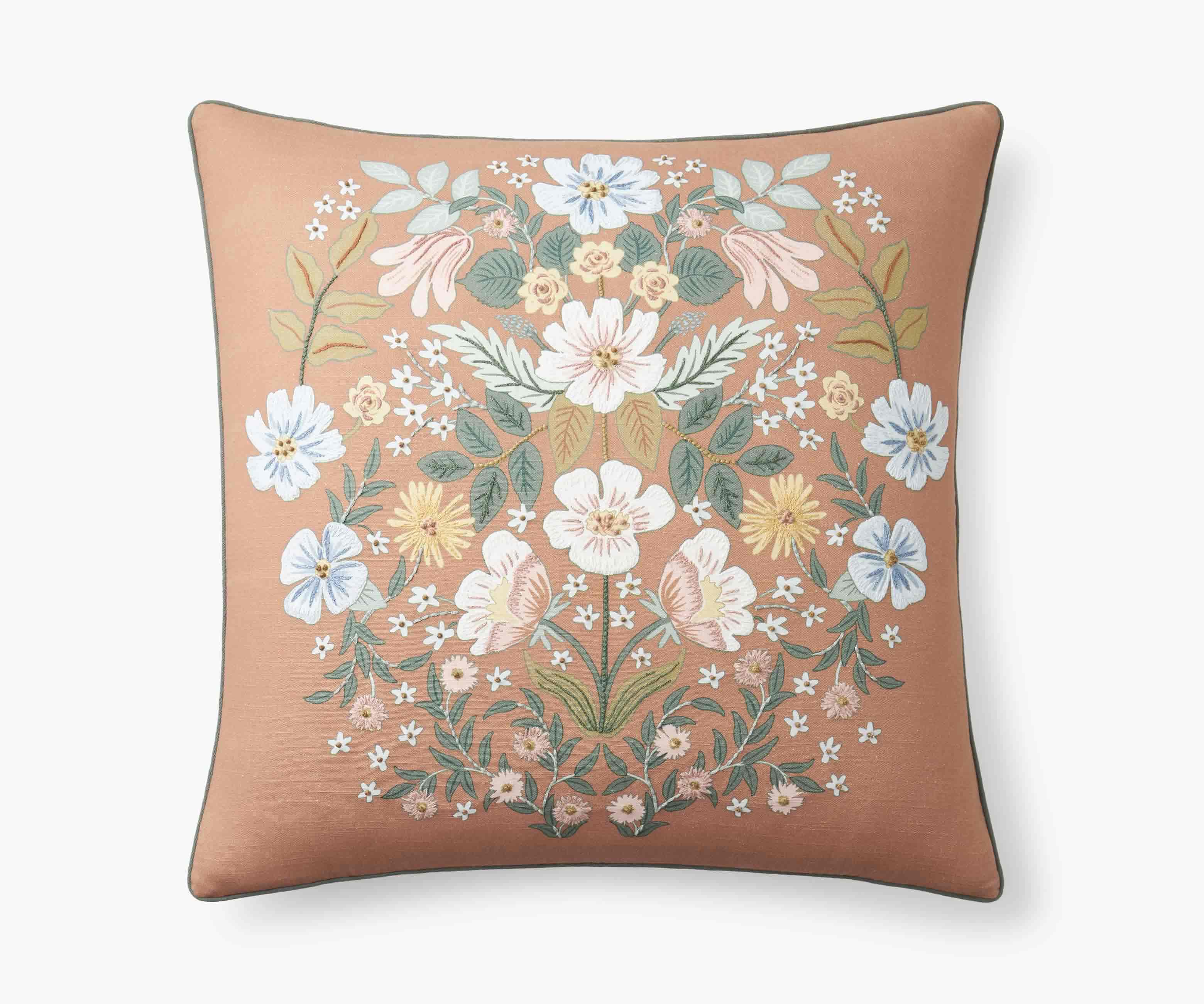 Embroidered Pillow Cover - Bramble Garden