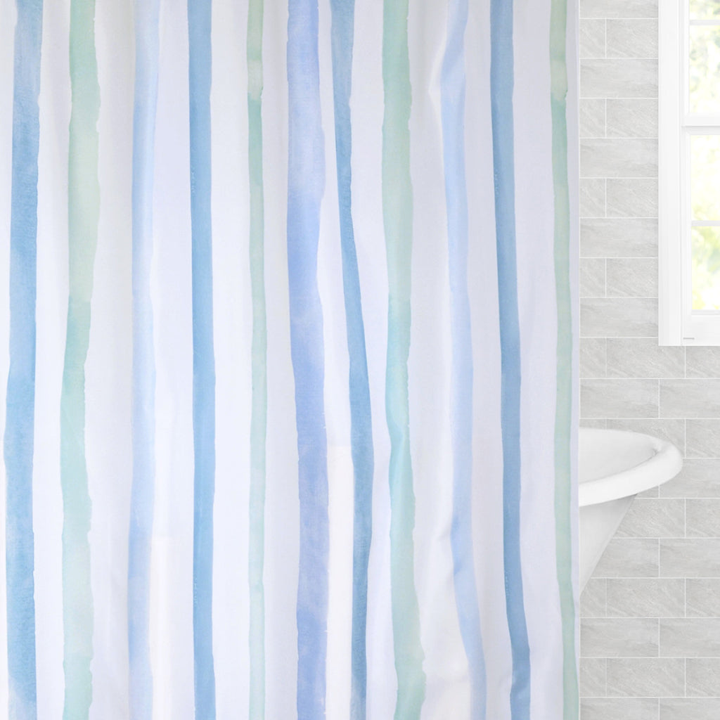 The Watercolor Stripes Shower Curtain