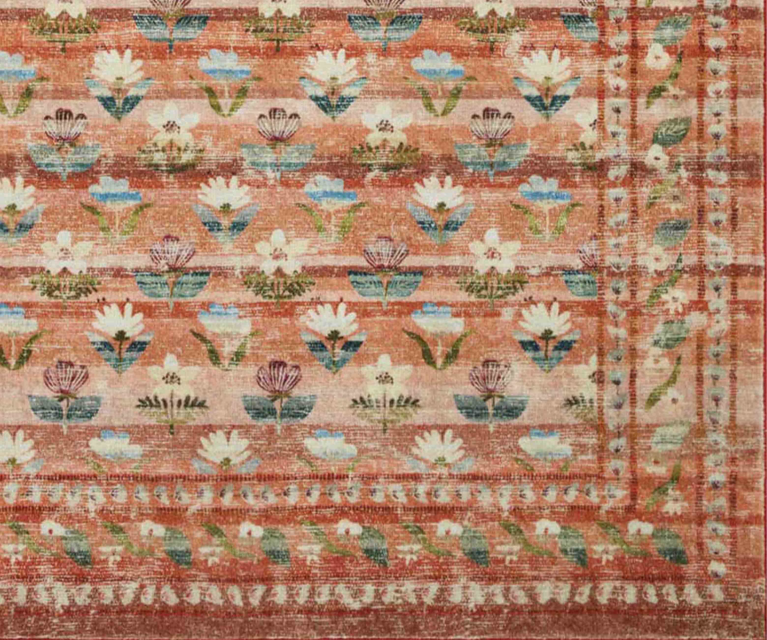 Courtyard Hadley Printed Rug - Terracotta