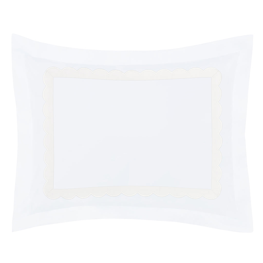 Camellia Ivory Scalloped Percale Euro Sham