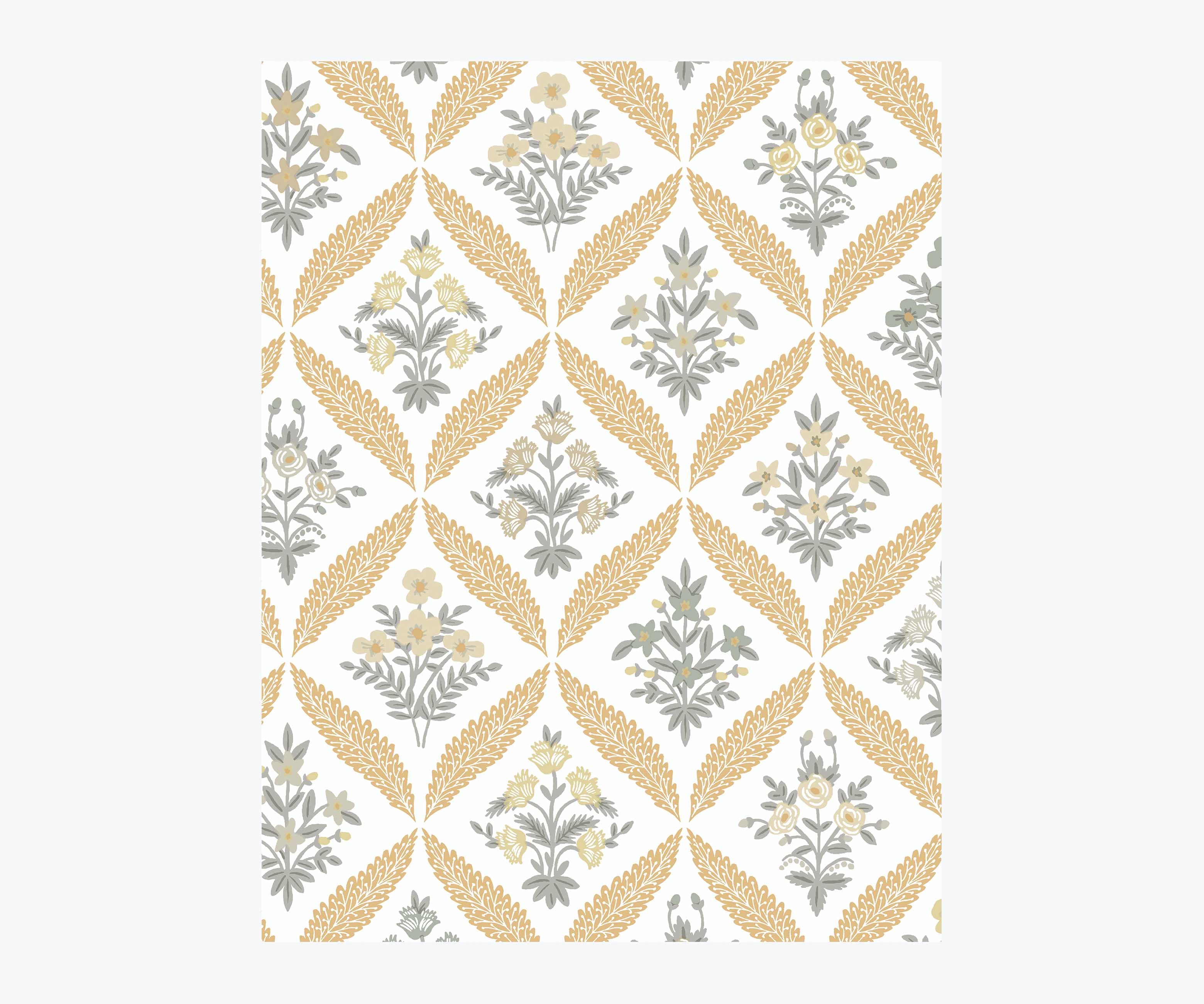 Estee Garden Wallpaper Sample - Gold Multi