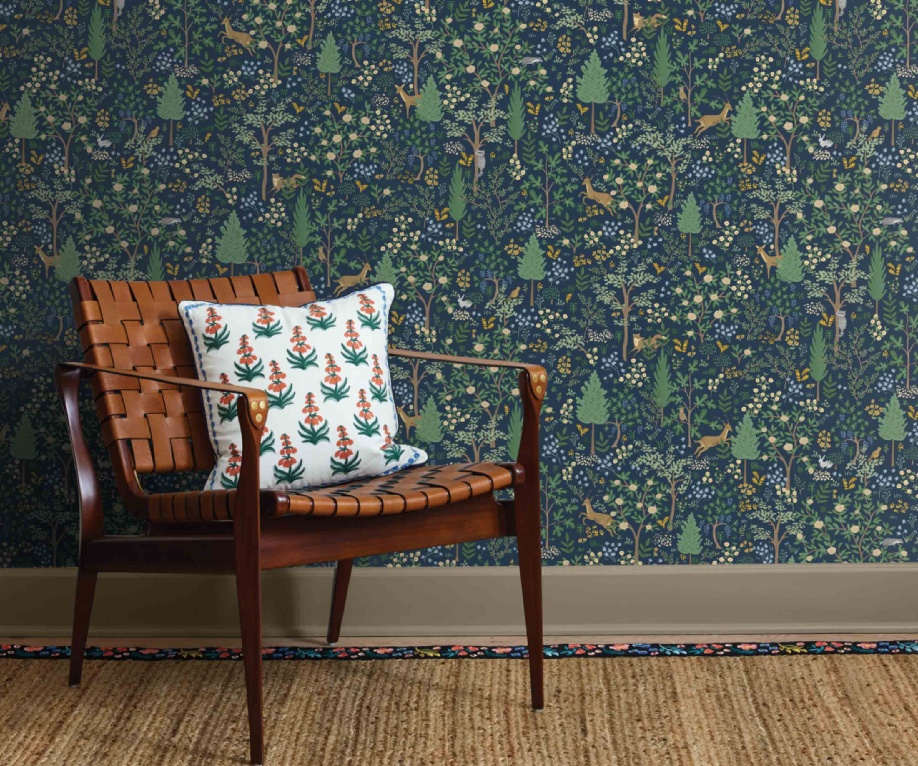 Woodland Peel & Stick Wallpaper - Navy