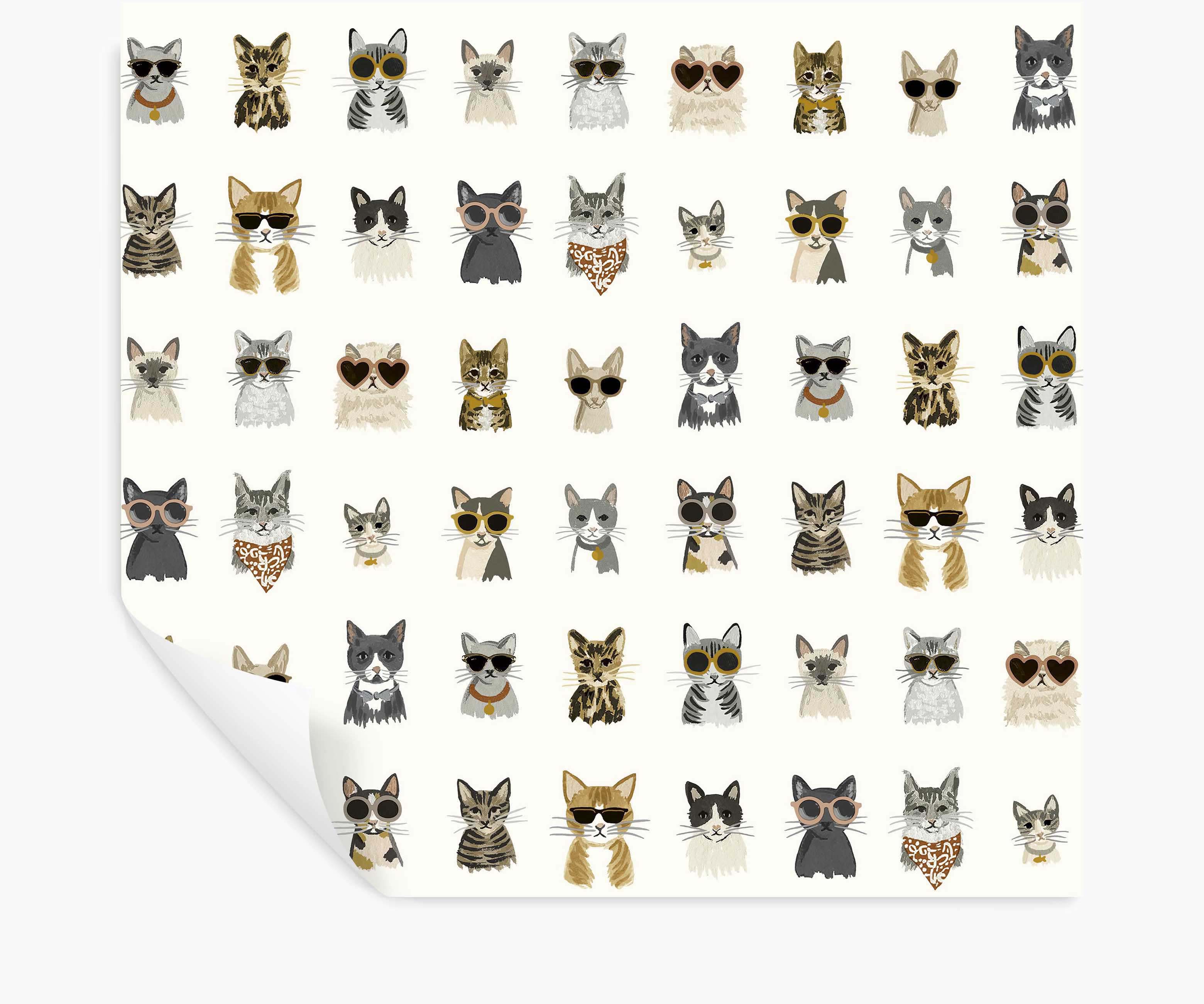 Cool Cats Peel & Stick Wallpaper - Grey & Gold